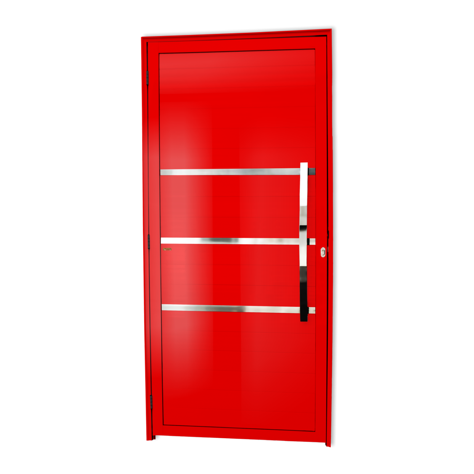 Porta de Alumínio Evolution c/Puxador Linha Super-25 vermelho
