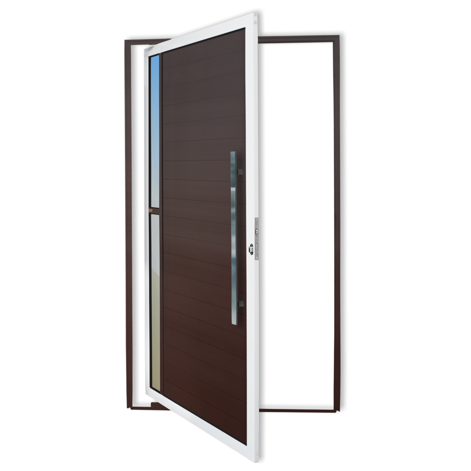 Porta Pivotante de Alumínio Visione c/Puxador Linha Super-25 mix corten