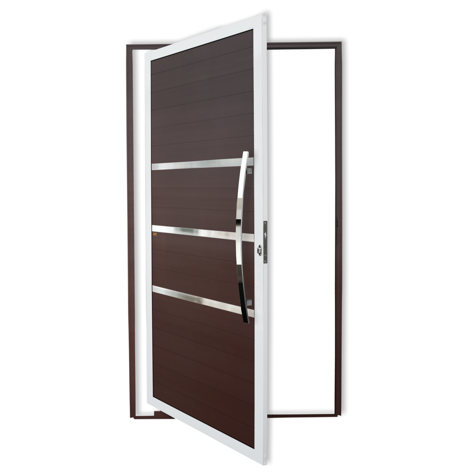 Porta Pivotante de Alumínio Evolution c/Puxador Linha Super-25 mix corten