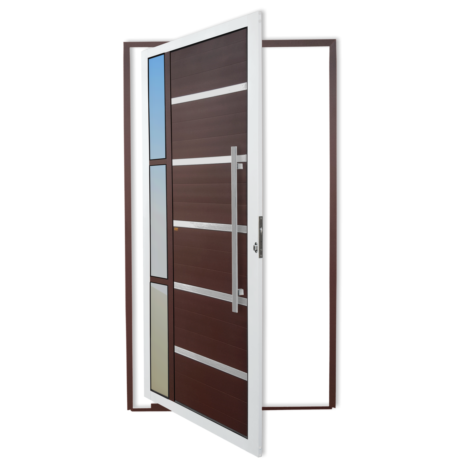 Porta Pivotante de Alumínio Miraggio c/Puxador Linha Super-25 mix corten