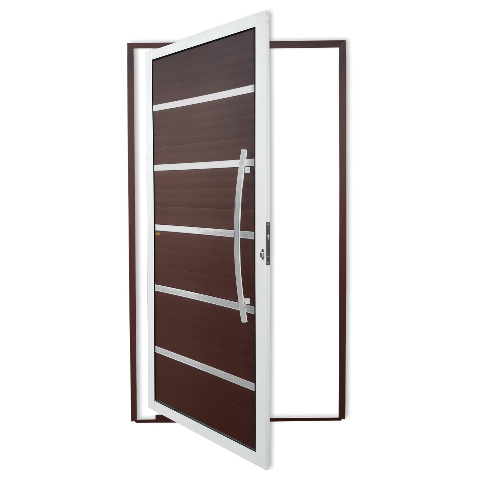 Porta Pivotante de Alumínio Premium c/Puxador Linha Super-25 mix corten