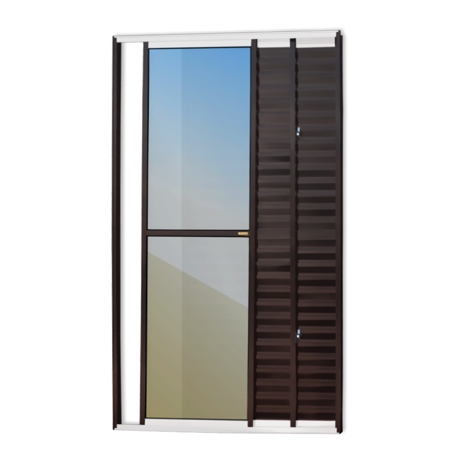 Porta Balcão de Alumínio 3 Folhas mix corten