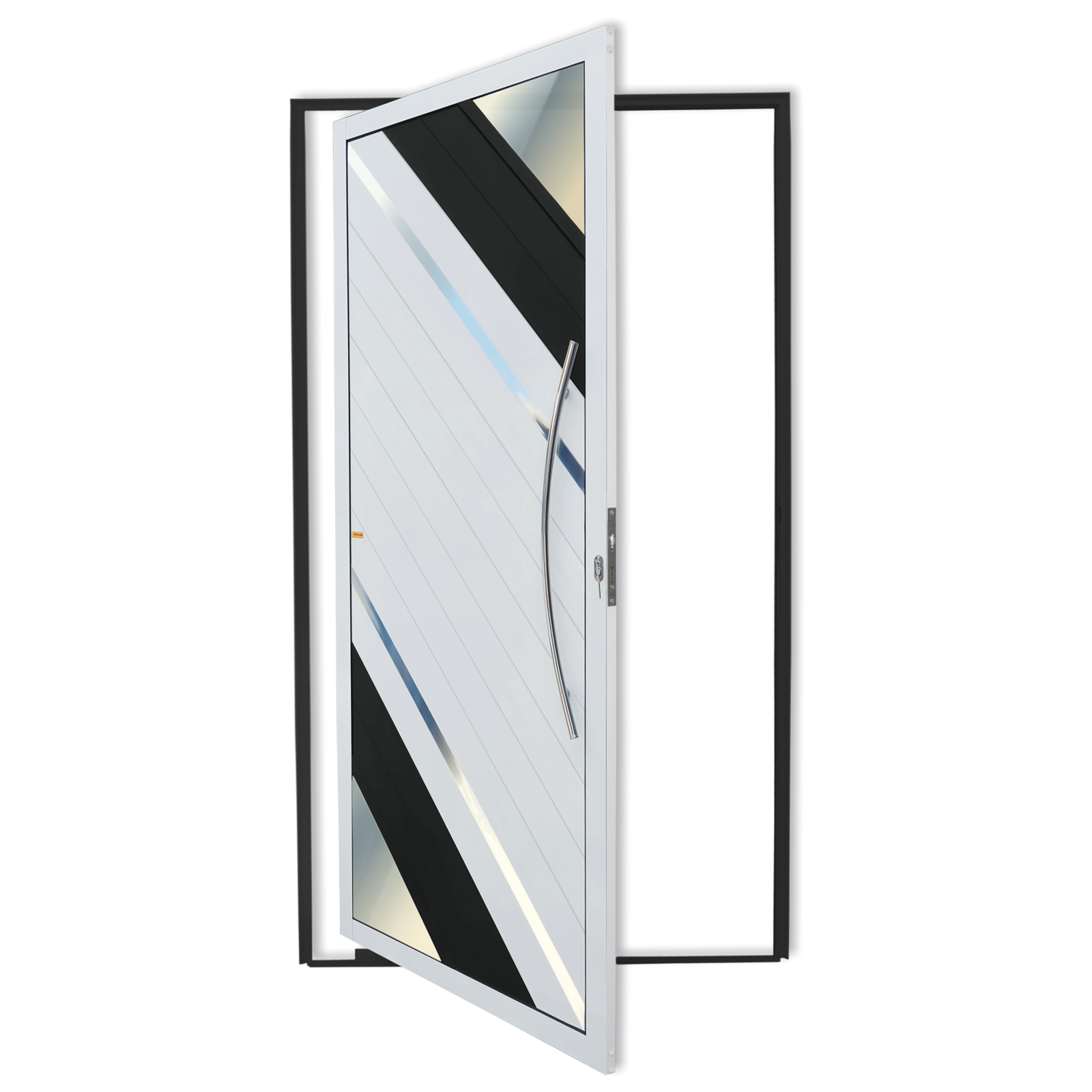 Porta Pivotante de Alumínio Oasis c/Puxador Linha Super-25 mix preto