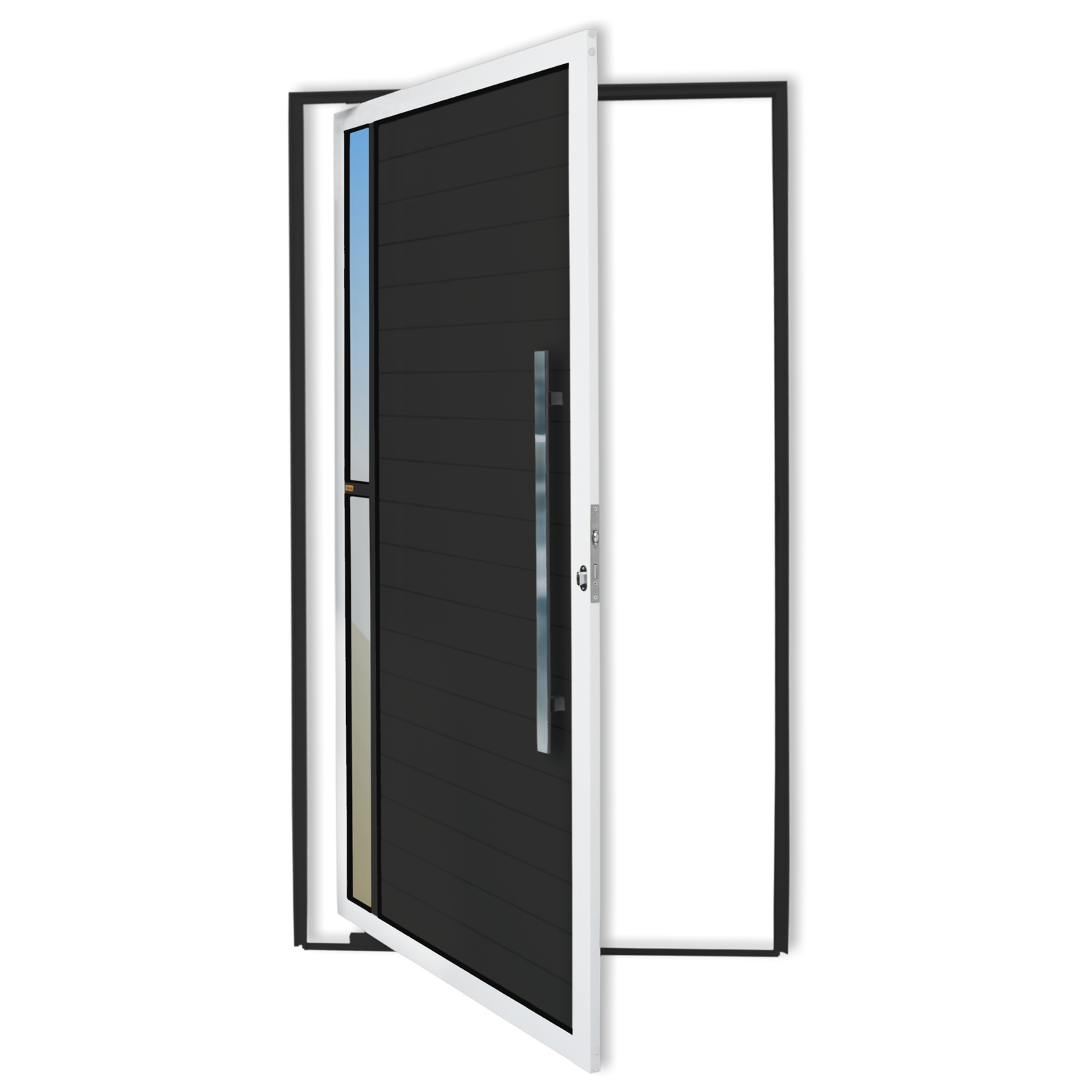 Porta Pivotante de Alumínio Visione c/Puxador Linha Super-25 mix preto