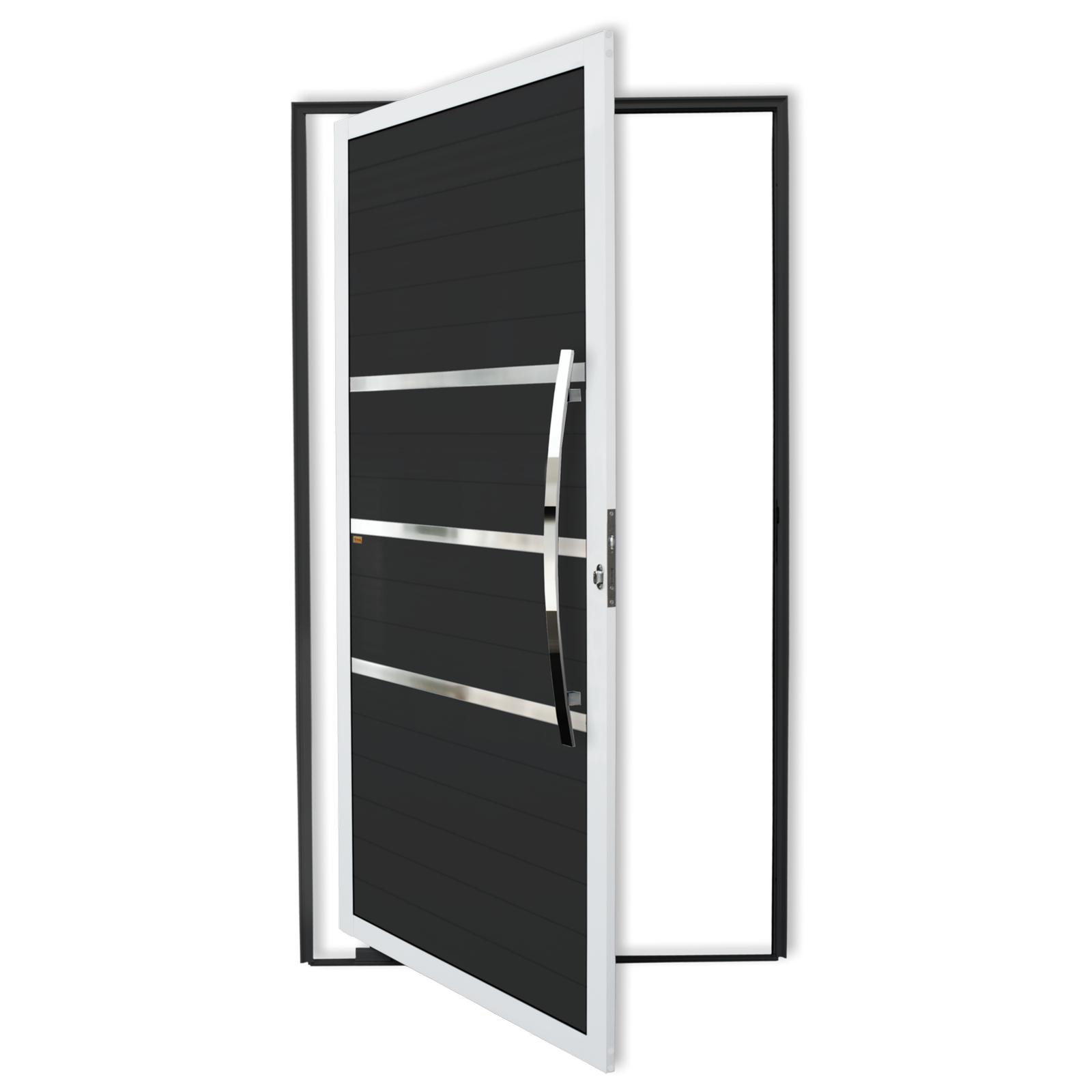 Porta Pivotante de Alumínio Evolution c/Puxador Linha Super-25 mix preto
