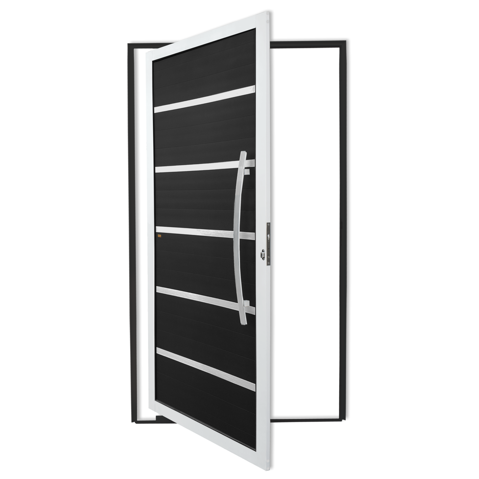 Porta Pivotante de Alumínio Premium c/Puxador Linha Super-25 mix preto