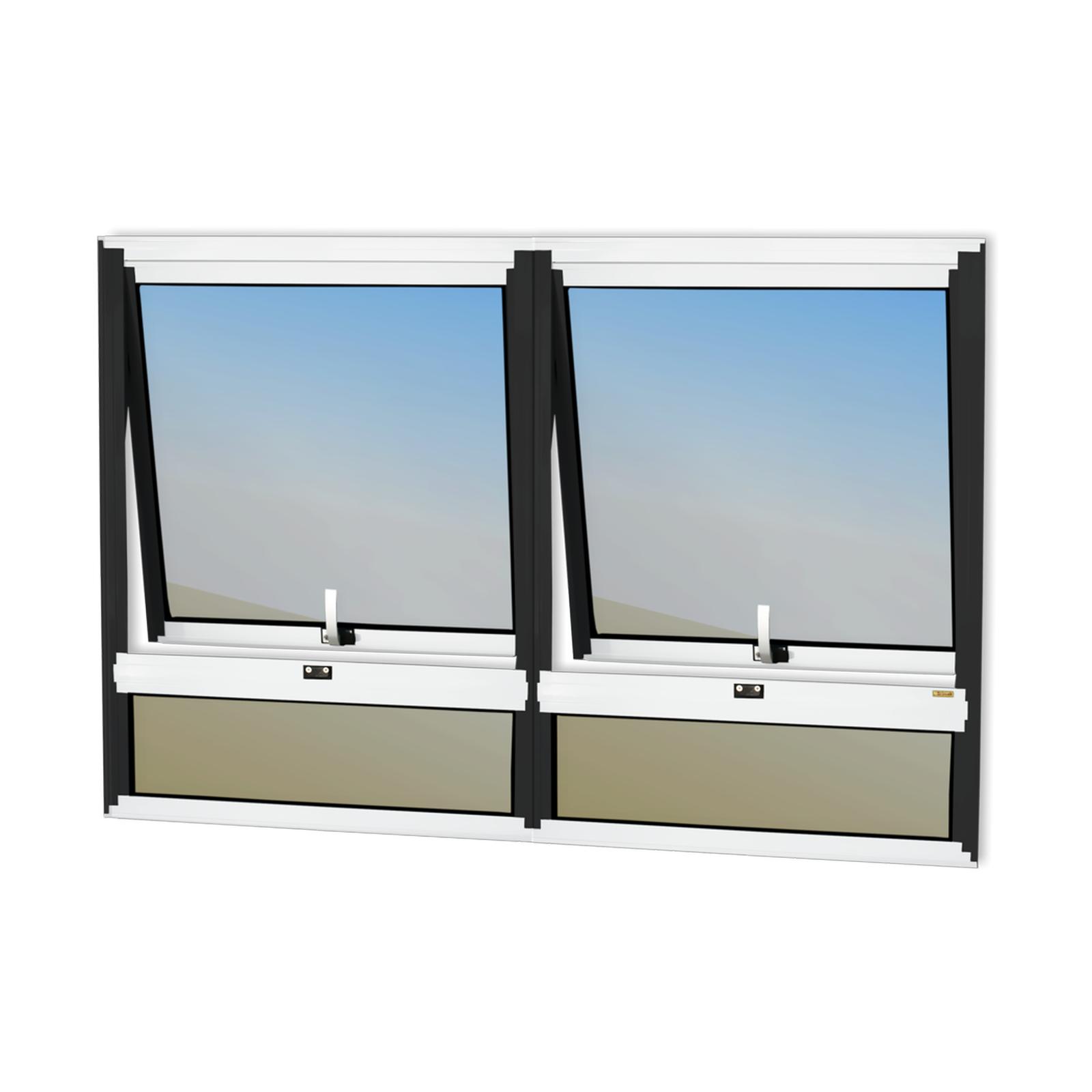 Maxim-ar de Alumínio com Bandeira 2 seções Confort mix preto