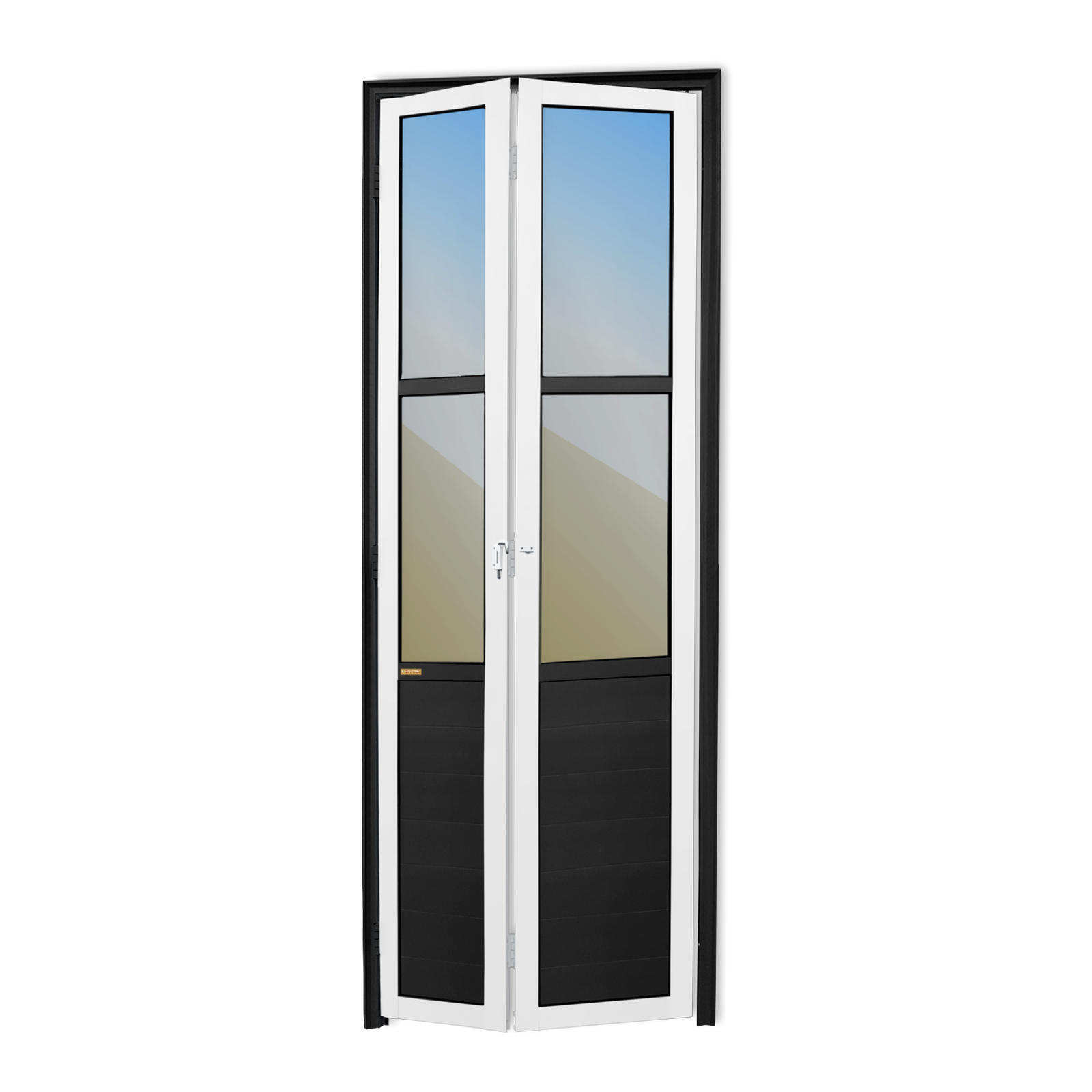 Porta de Alumínio Camarão com vidros Linha L-25 mix preto