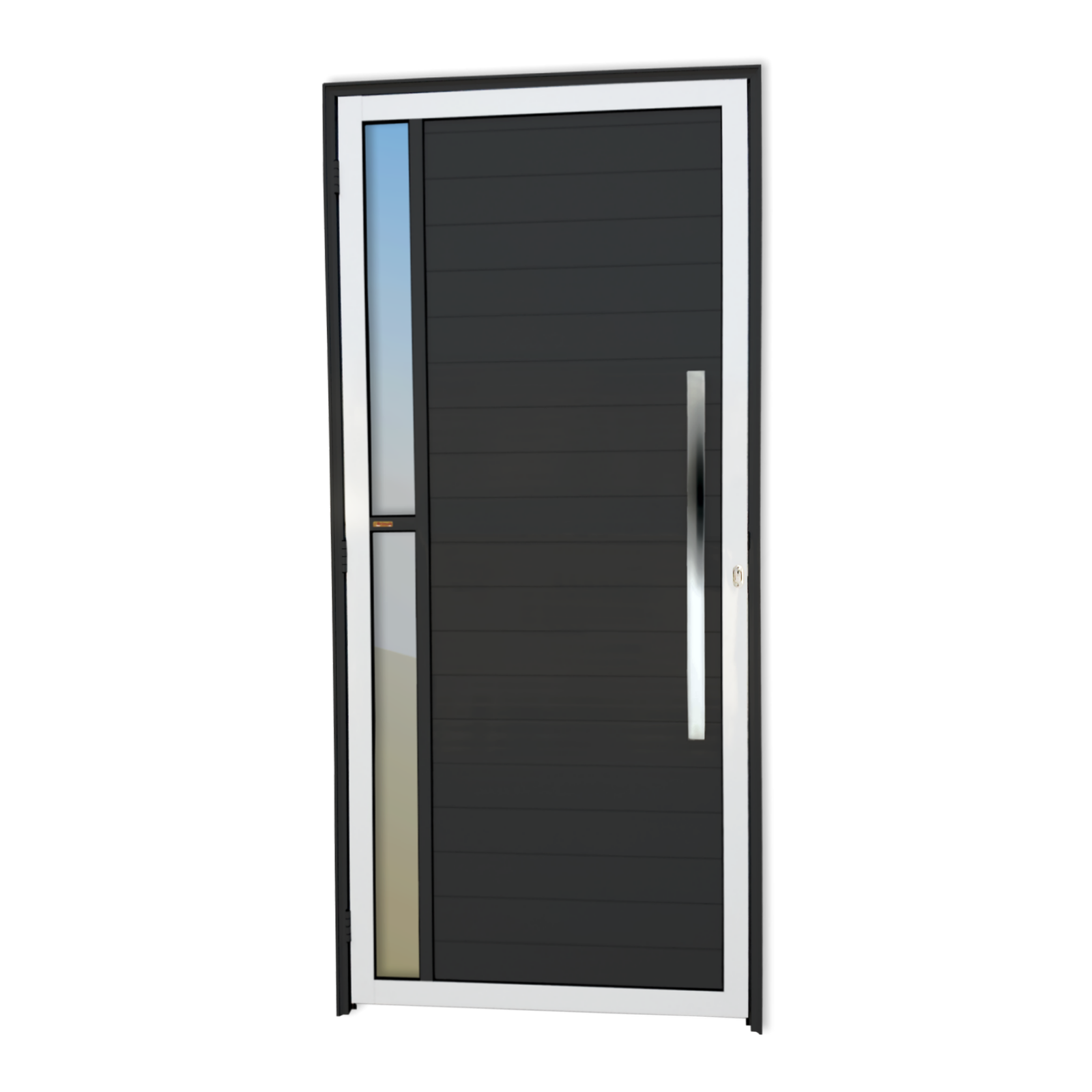 Porta de Alumínio Visione c/Puxador Linha Super-25 mix preto