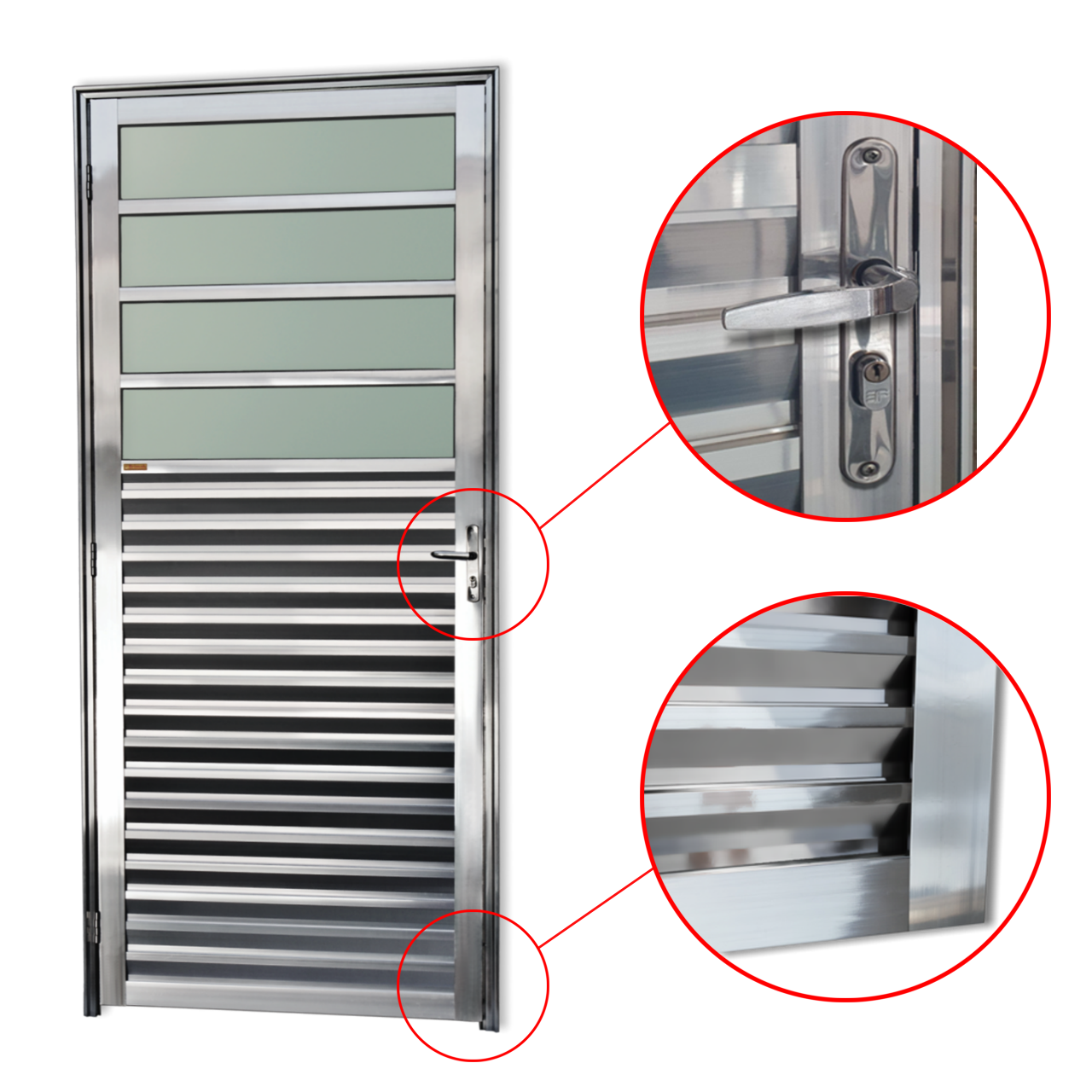 Porta de Alumínio Cozinha Linha Super-25 brilhante