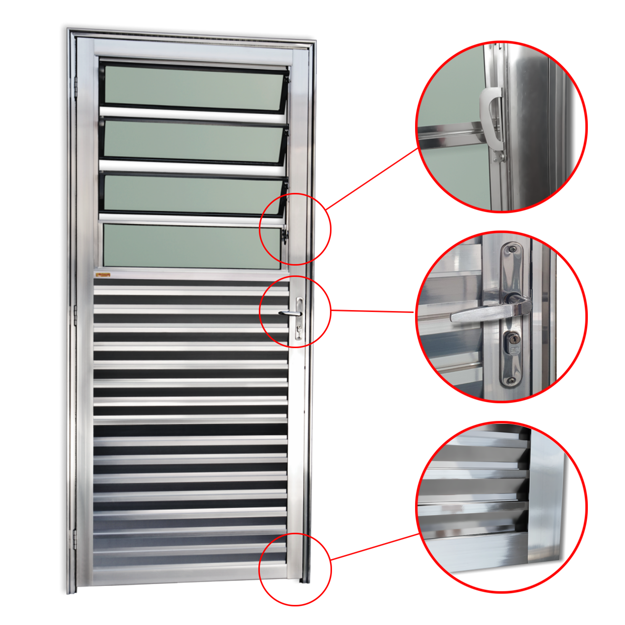 Porta de Alumínio Basculante Linha Super-25 brilhante