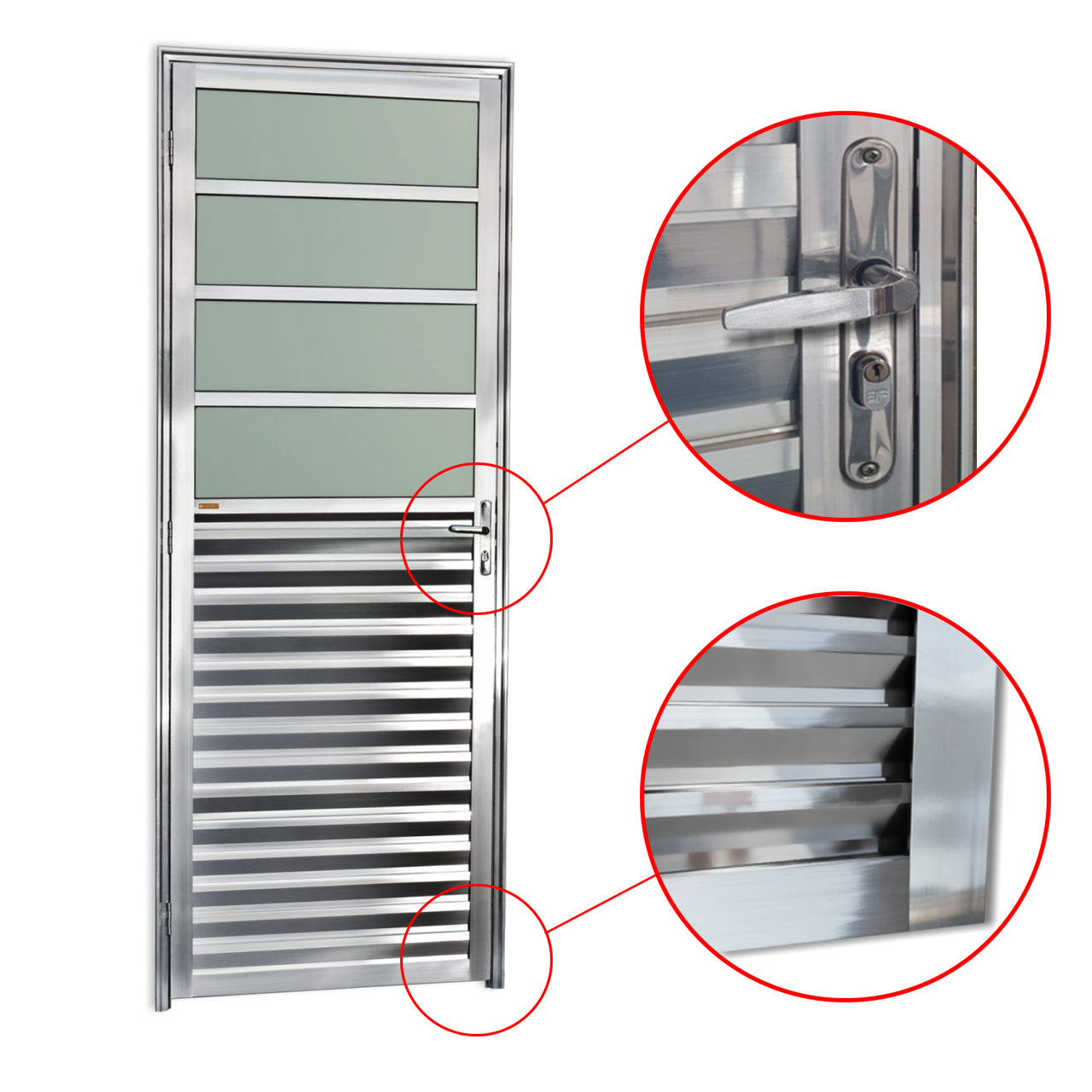 Porta de Alumínio Cozinha Linha L-25 brilhante