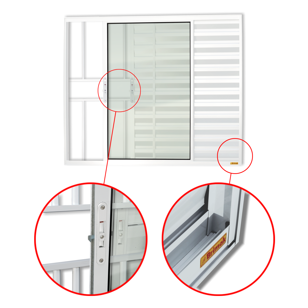 Veneziana de Alumínio 3 Folhas com grade branco
