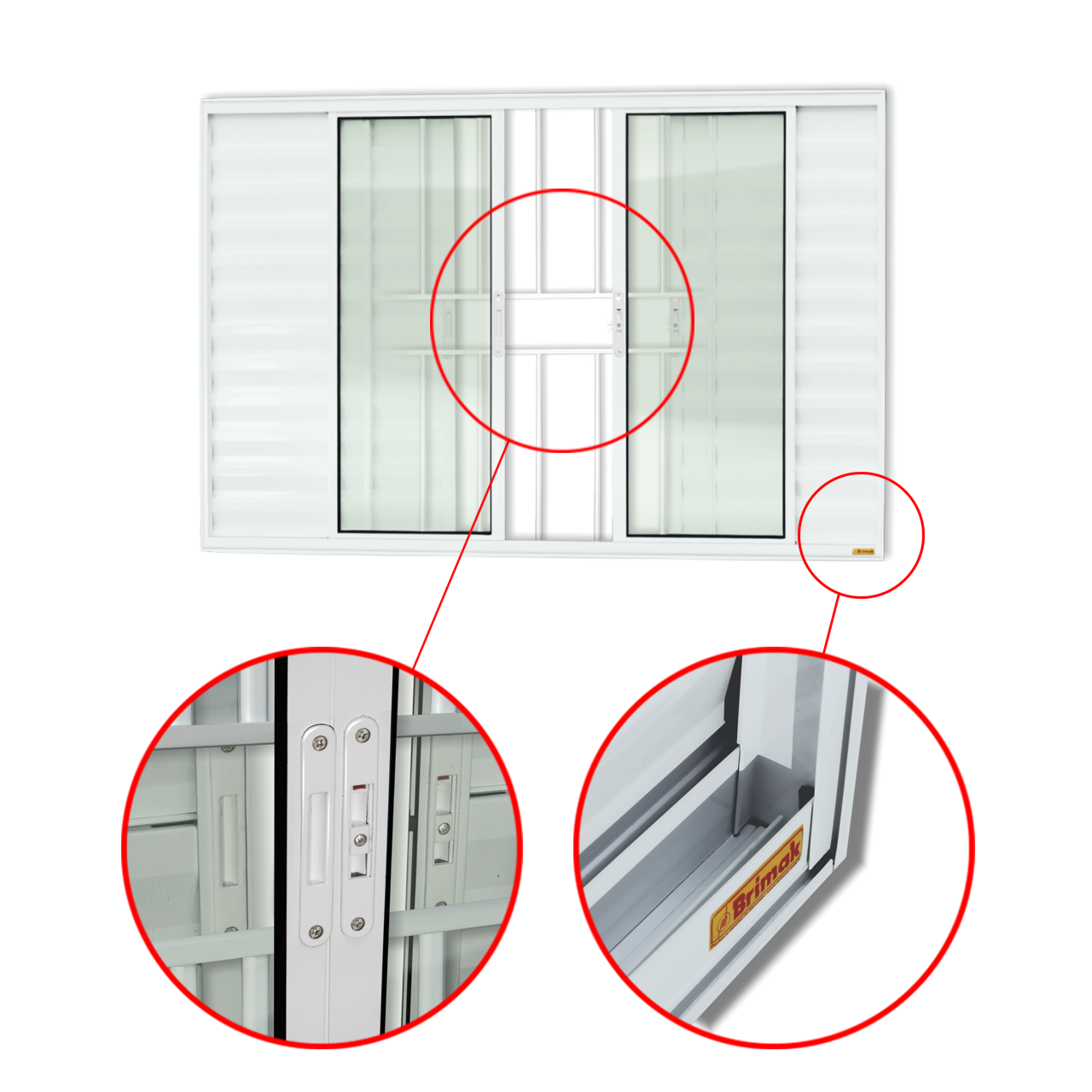 Veneziana de Alumínio 6 Folhas com grade branco