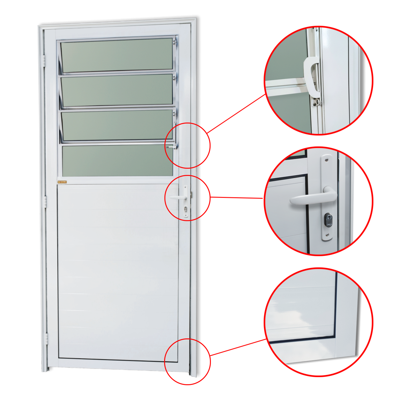 Porta de Alumínio Lambril c/basculante Linha Super-25 branco