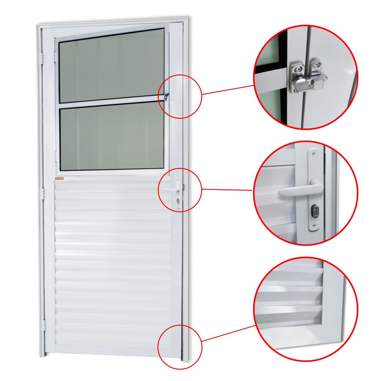 Porta de Alumínio Sala Linha Super-25 branco