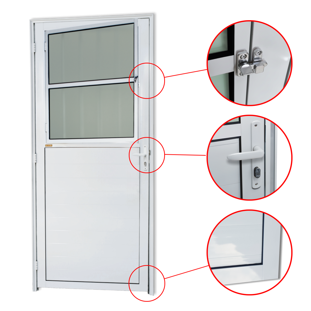 Porta de Alumínio Lambril c/grade Linha Super-25 branco
