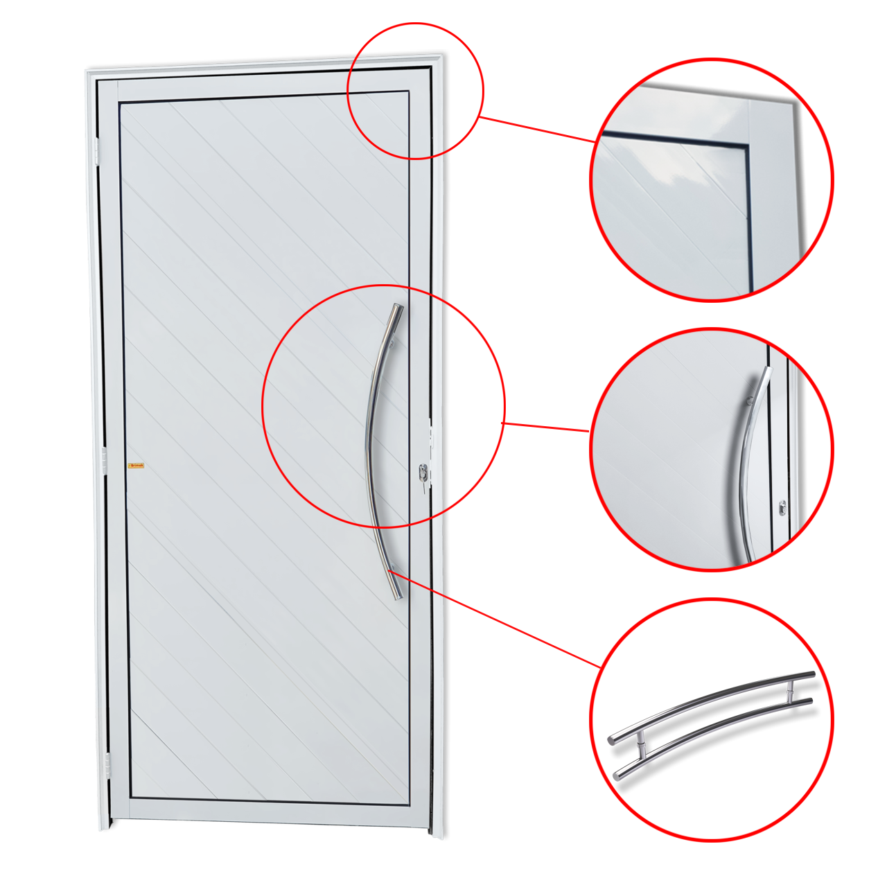 Porta de Alumínio Savana c/Puxador Linha Super-25 branco