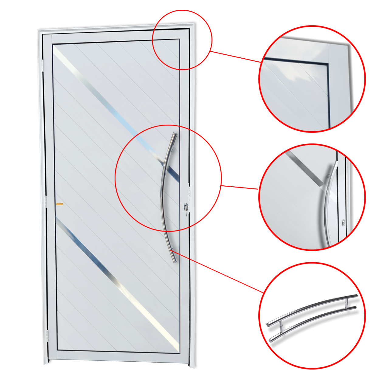 Porta de Alumínio Duna c/Puxador Linha Super-25 branco