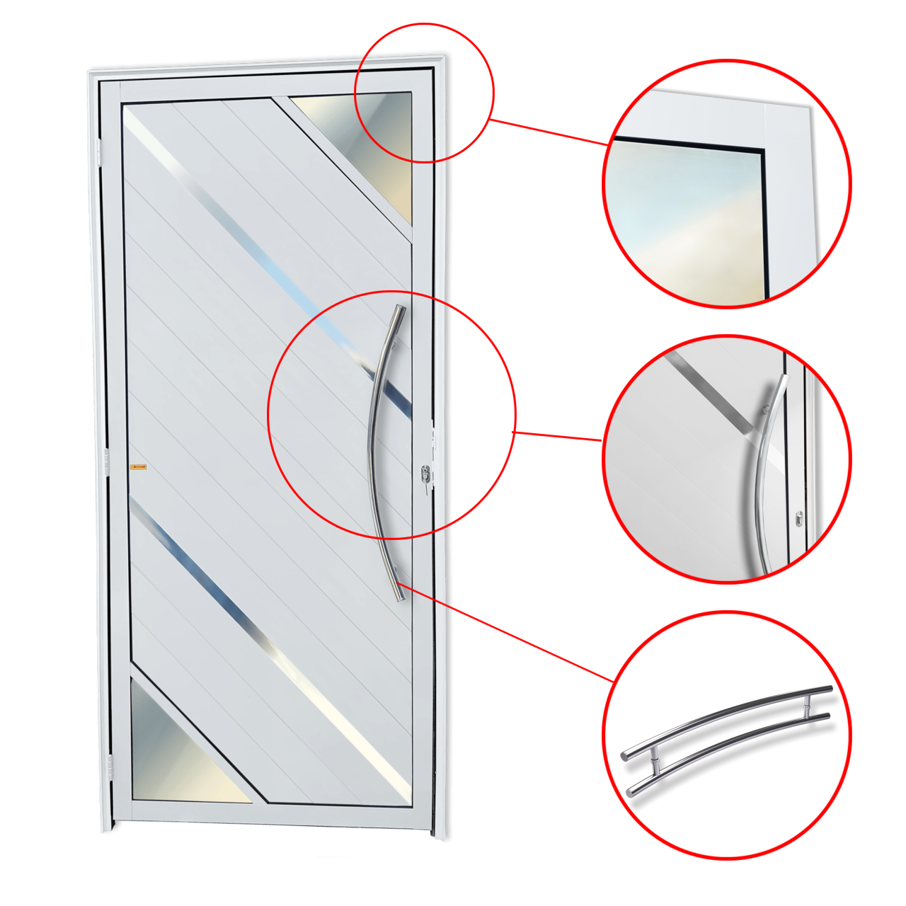 Porta de Alumínio Oasis c/Puxador Linha Super-25 branco