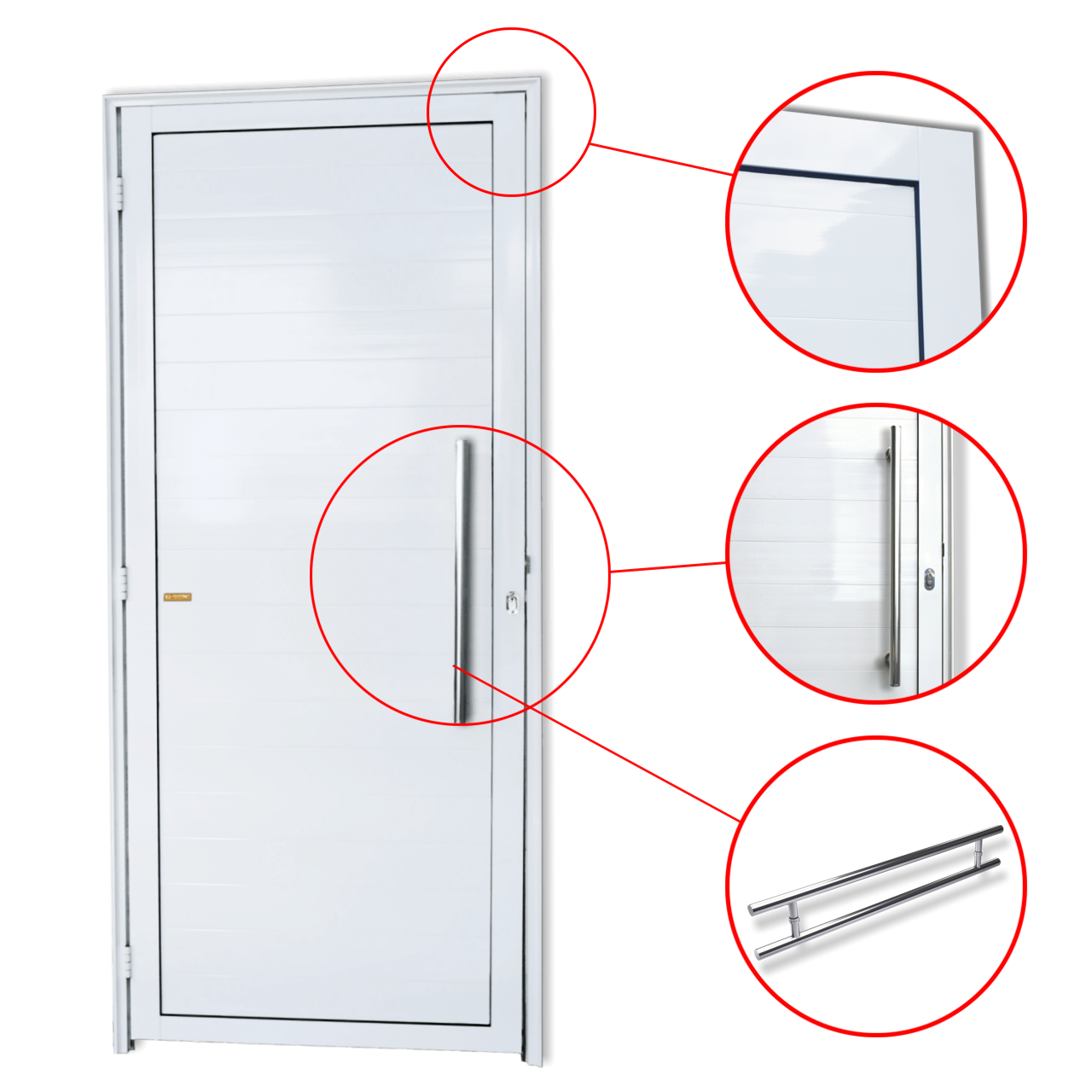 Porta de Alumínio Lambril c/Puxador Linha Super-25 branco