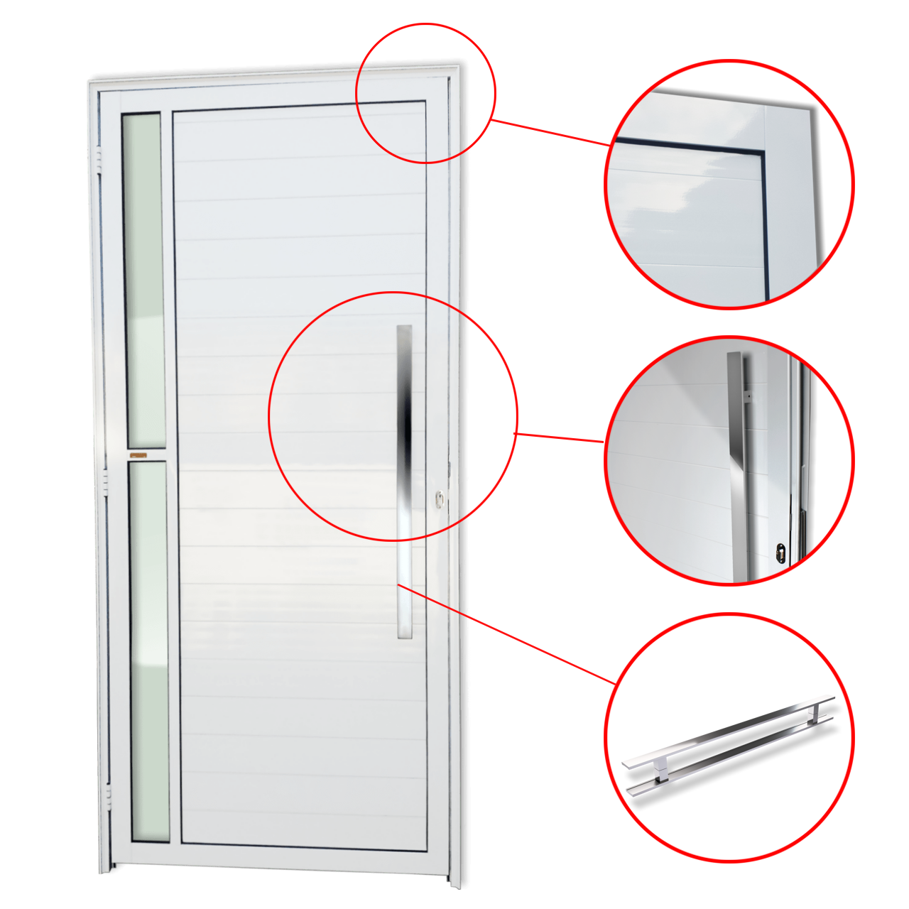 Porta de Alumínio Visione c/Puxador Linha Super-25 branco