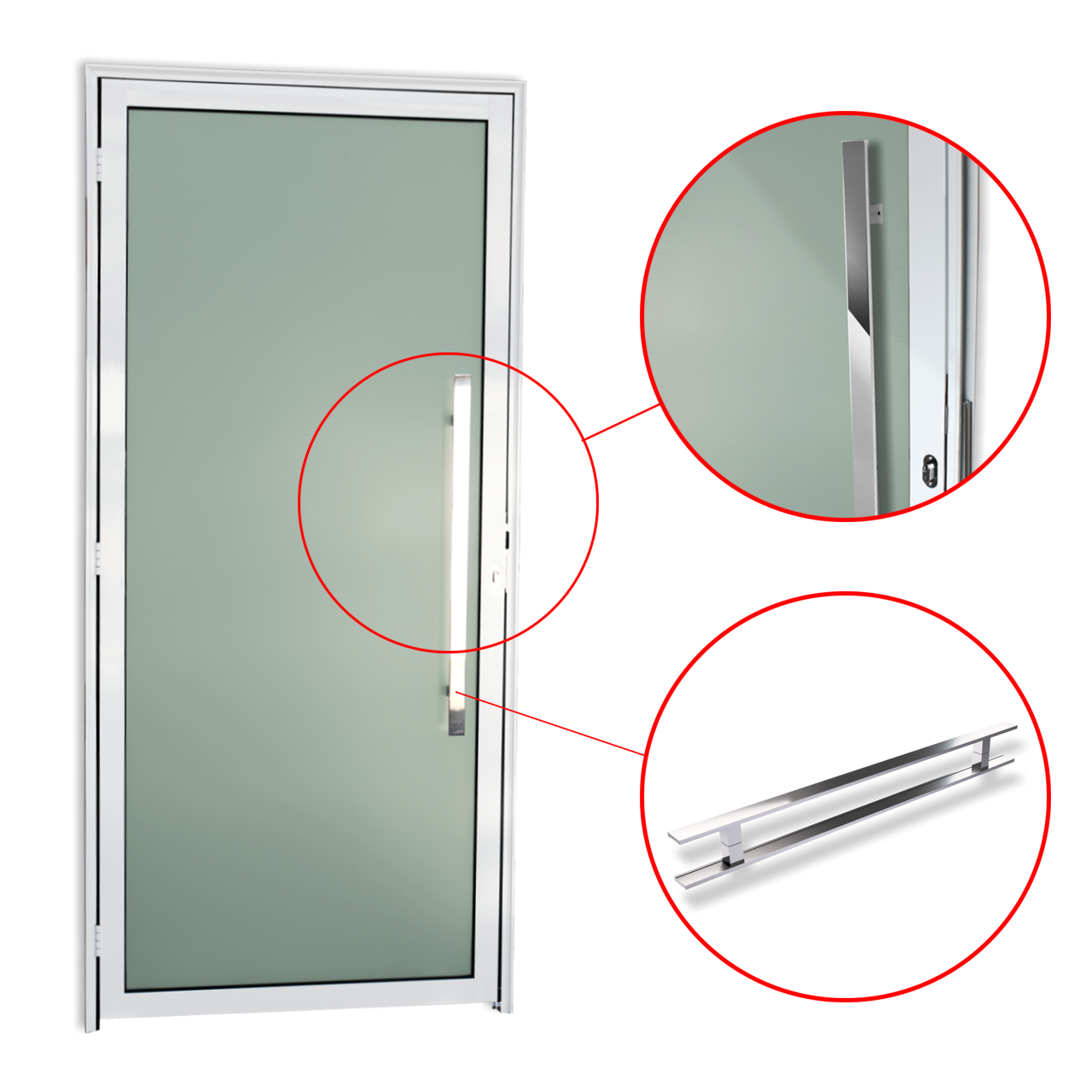 Porta de Alumínio Murano c/Puxador Linha Super-25 branco