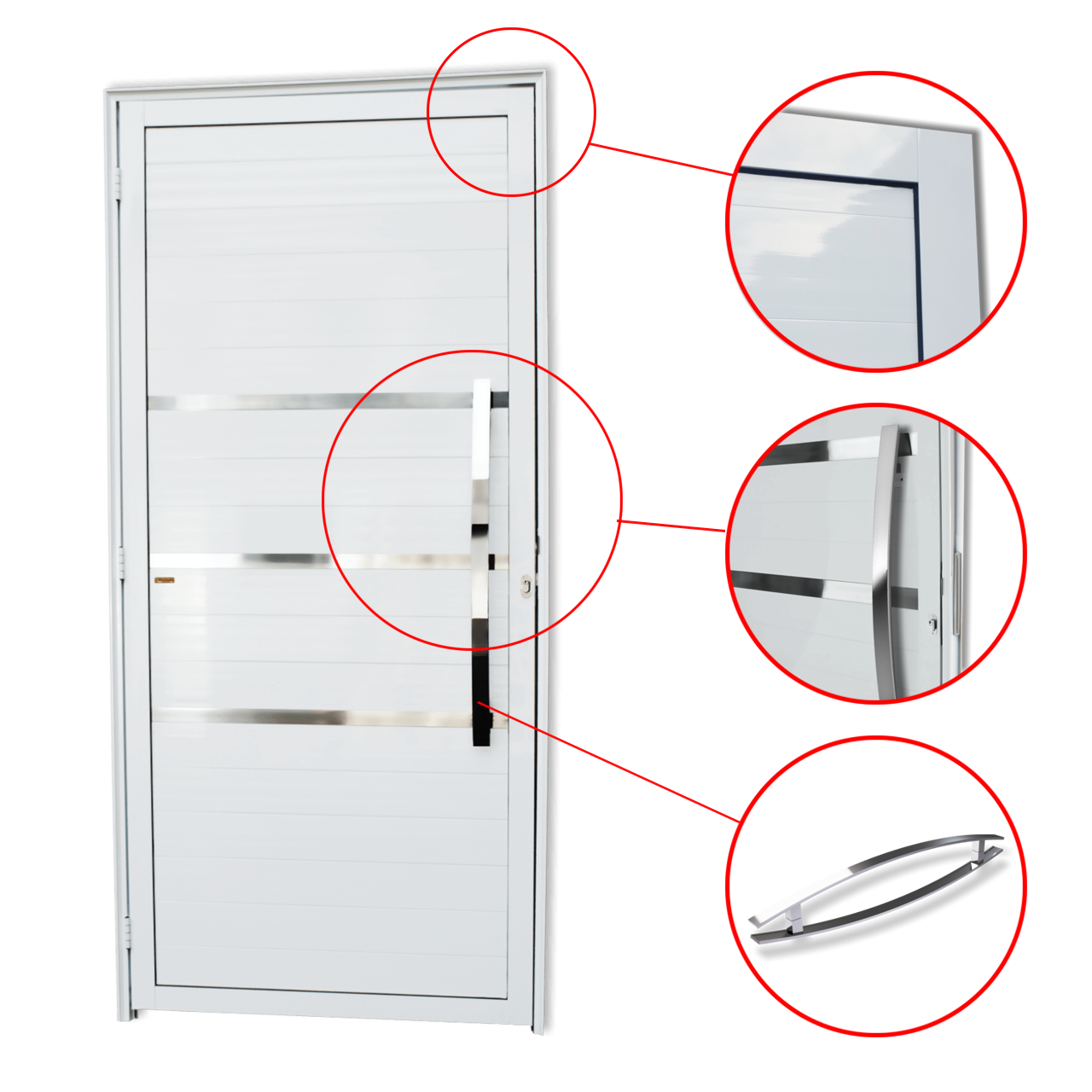 Porta de Alumínio Evolution c/Puxador Linha Super-25 branco