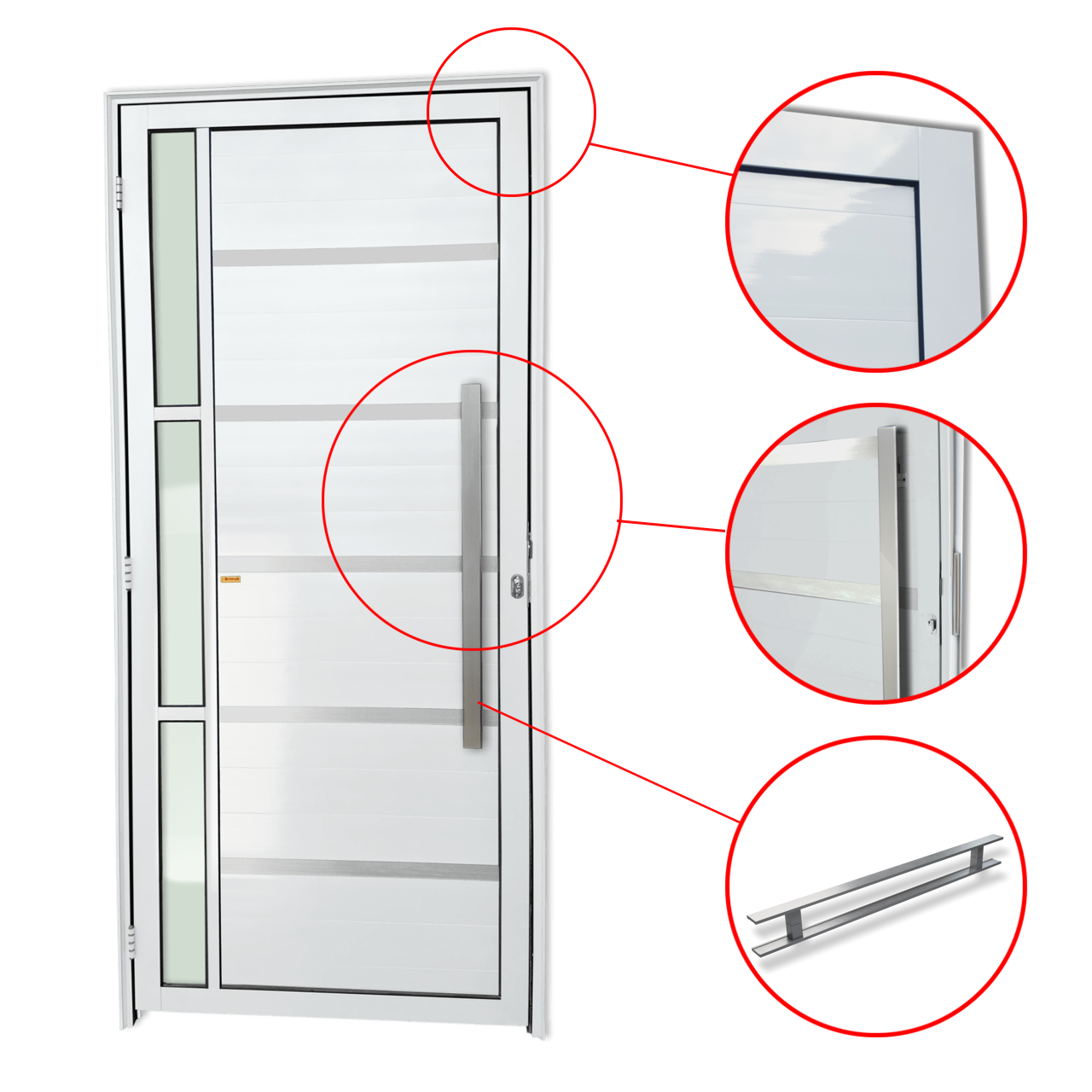 Porta de Alumínio Miraggio c/Puxador Linha Super-25 branco