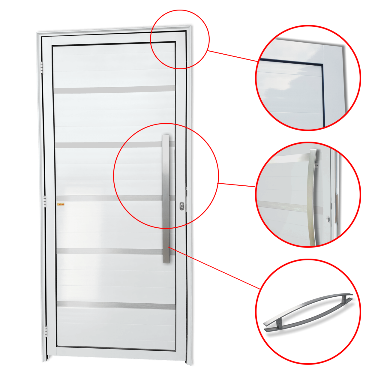 Porta de Alumínio Premium c/Puxador Linha Super-25 branco