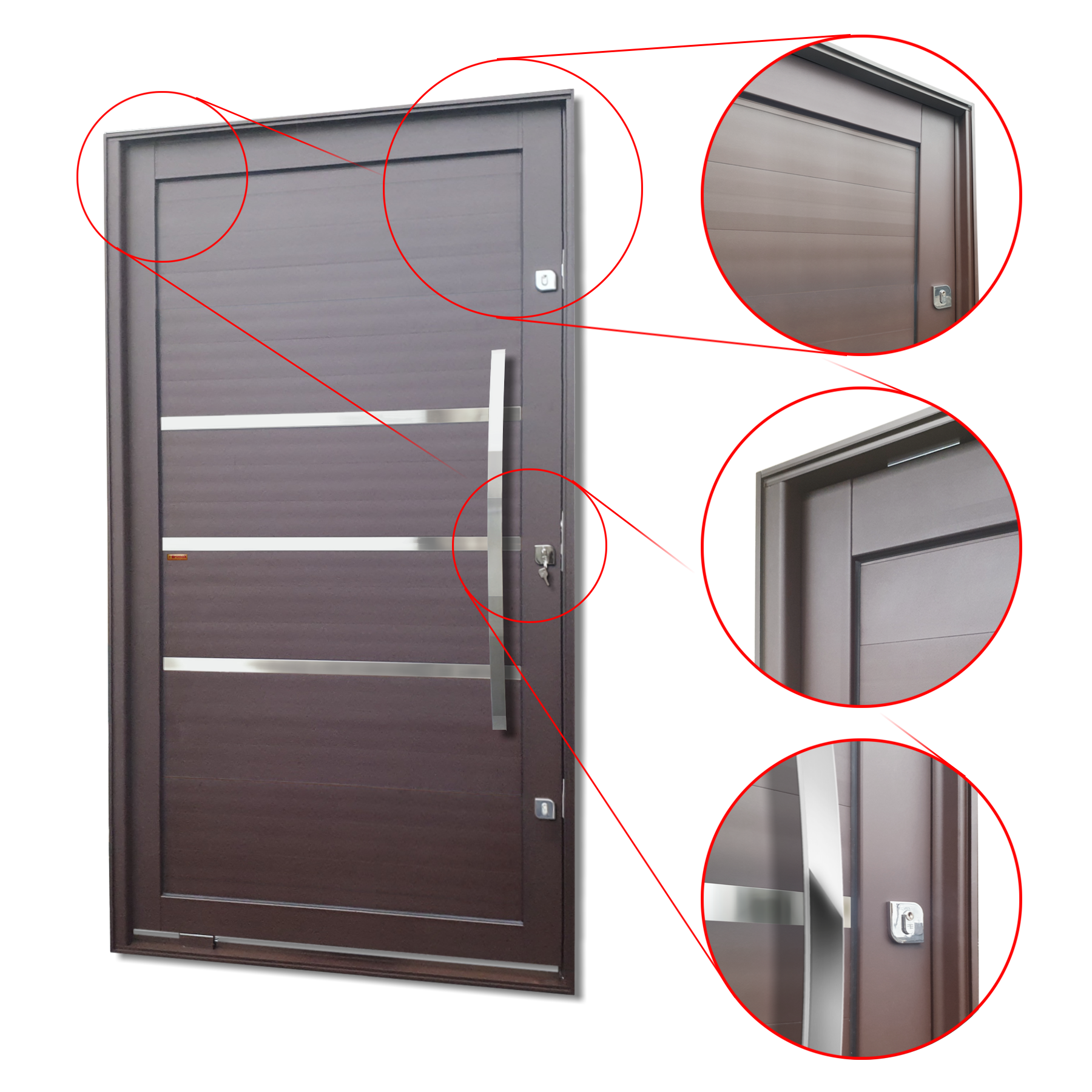 Porta Pivotante de Alumínio Evolution c/Puxador Linha Elite corten