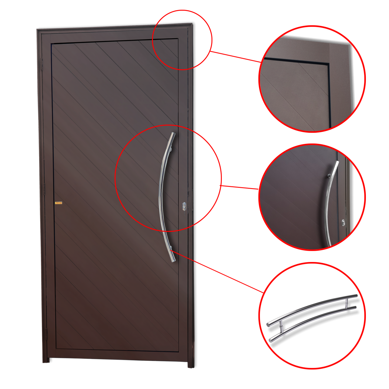 Porta de Alumínio Savana c/Puxador Linha Super-25 corten