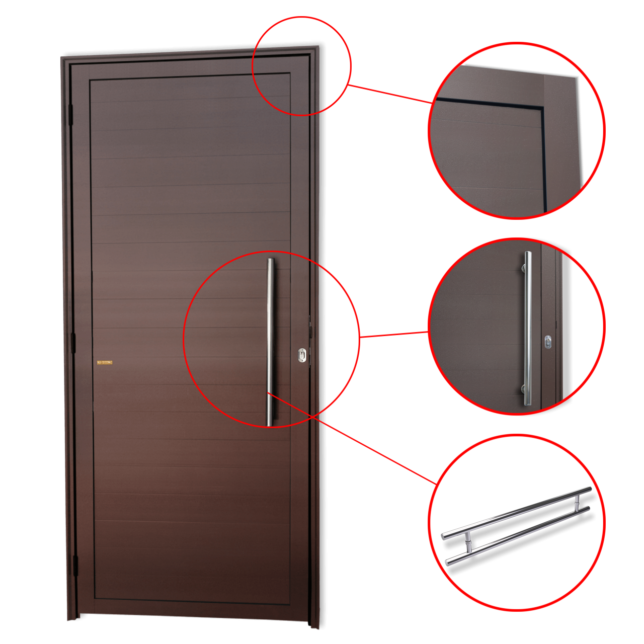 Porta de Alumínio Lambril c/Puxador Linha Super-25 corten