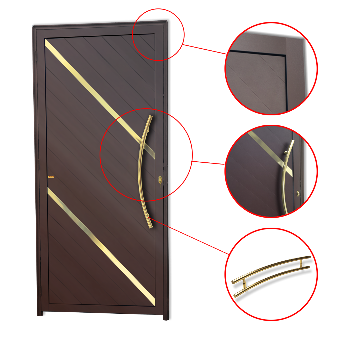 Porta de Alumínio Duna c/Puxador Linha Super-25 corten dourado