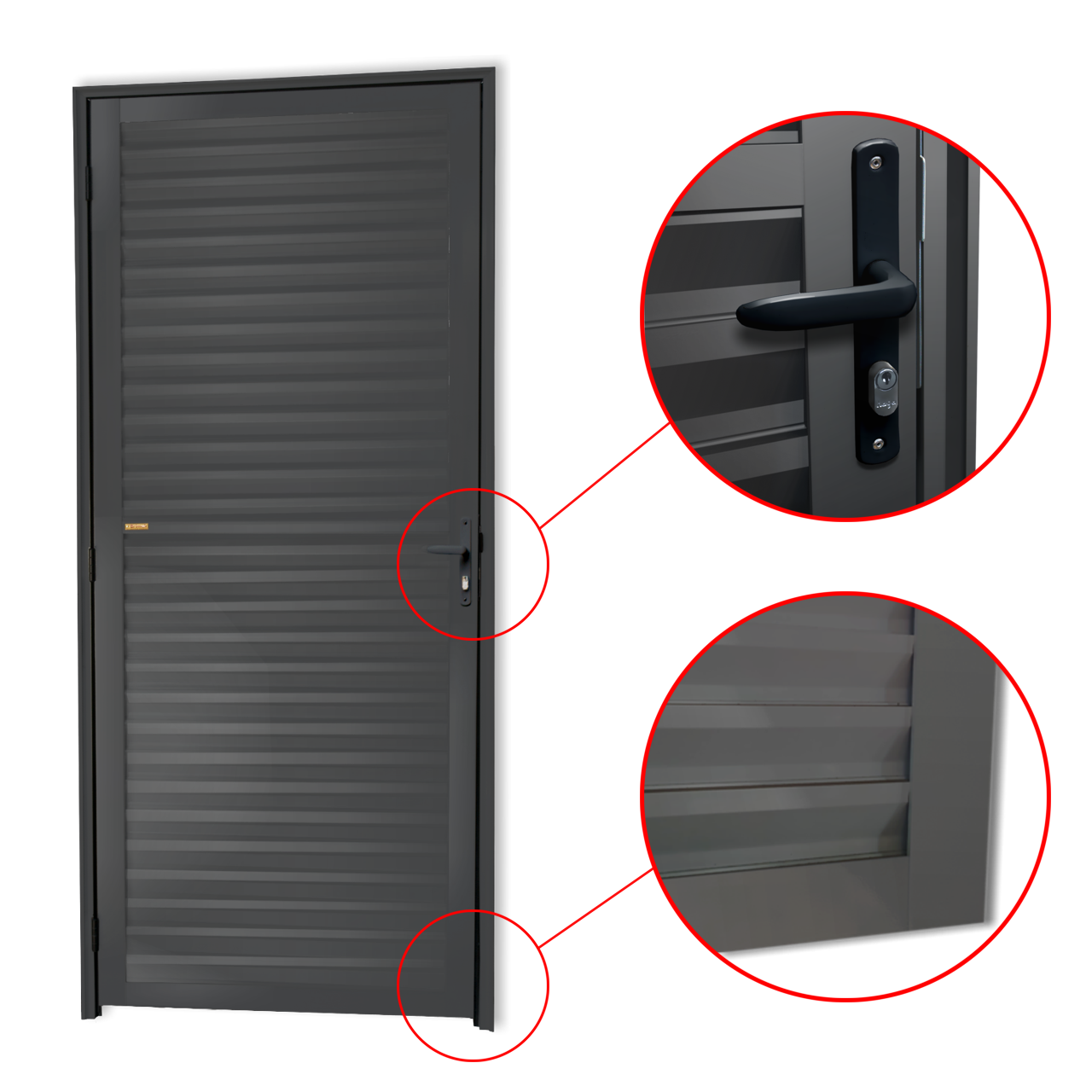 Porta de Alumínio Fechada Linha Super-25 cinza