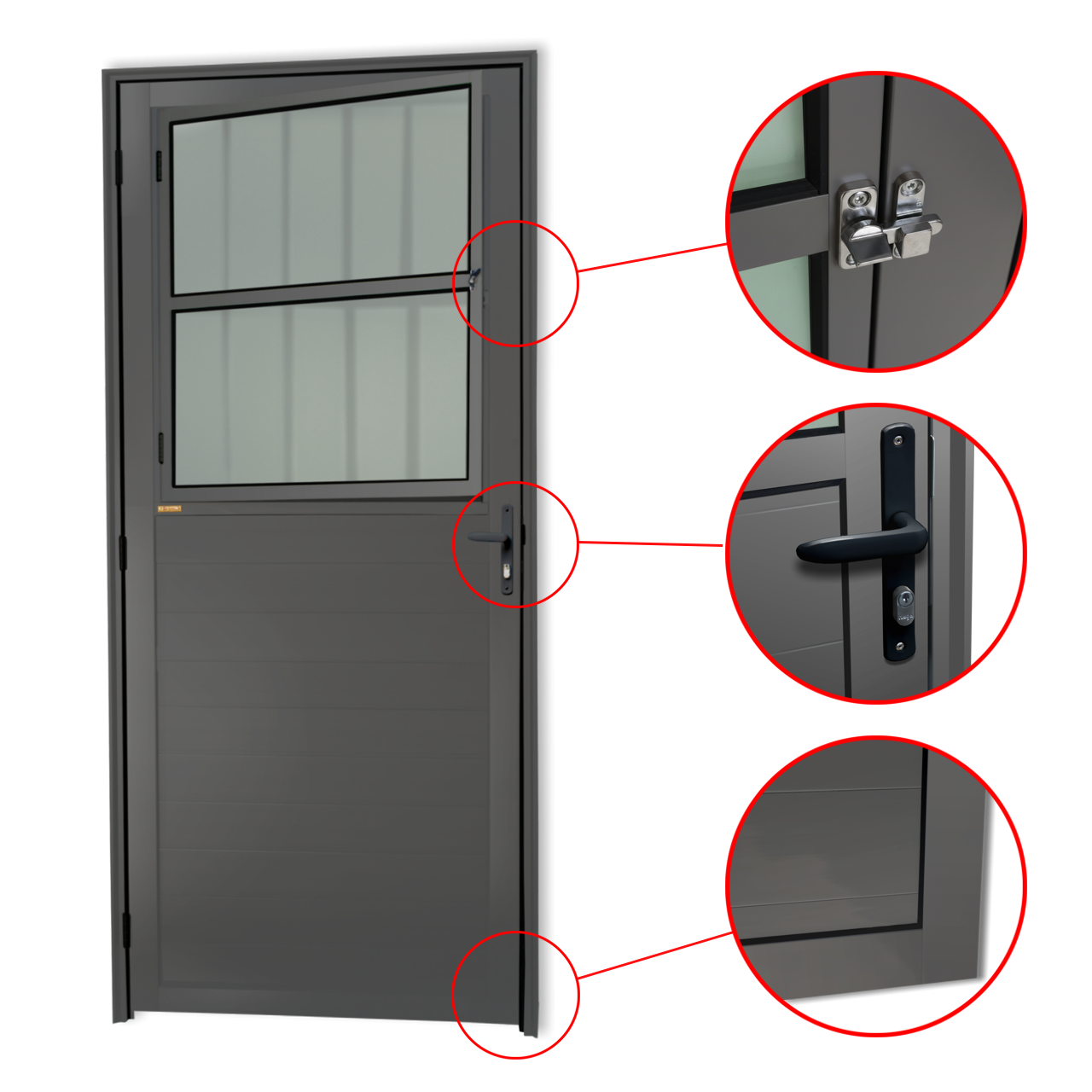 Porta de Alumínio Lambril c/grade Linha Super-25 cinza
