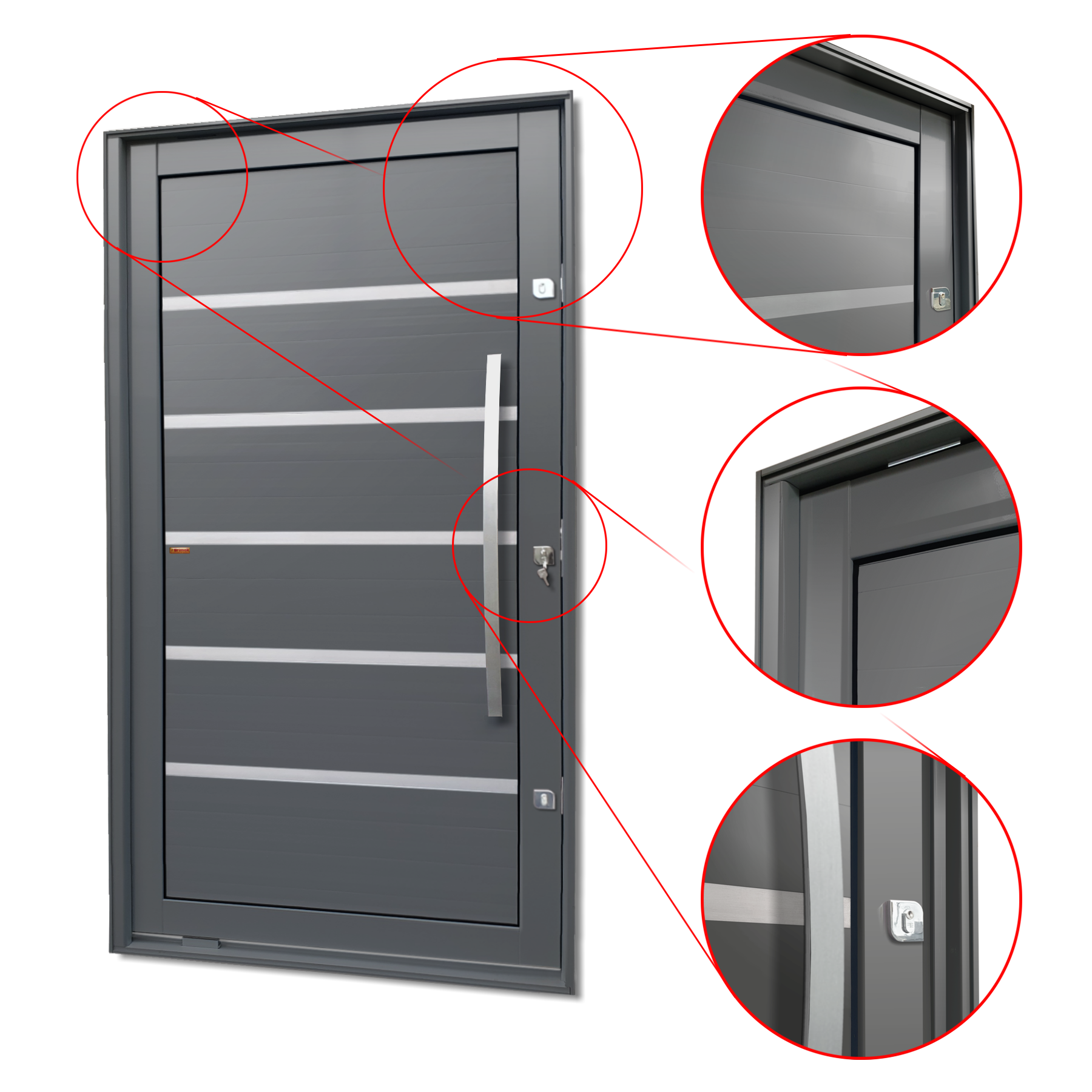 Porta Pivotante de Alumínio Premium c/Puxador Linha Elite cinza