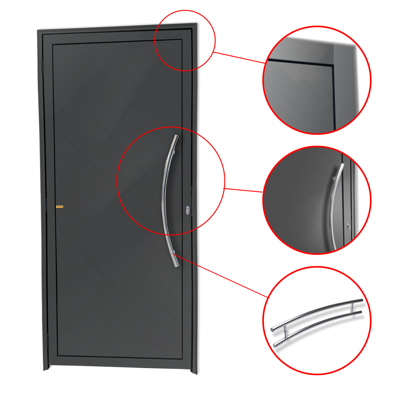 Porta de Alumínio Savana c/Puxador Linha Super-25 cinza