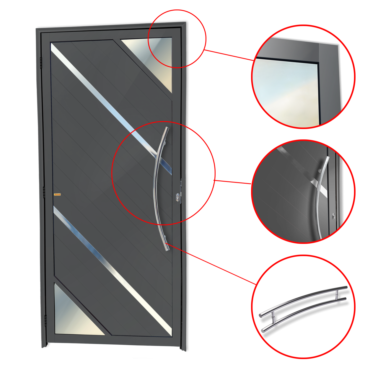 Porta de Alumínio Oasis c/Puxador Linha Super-25 cinza