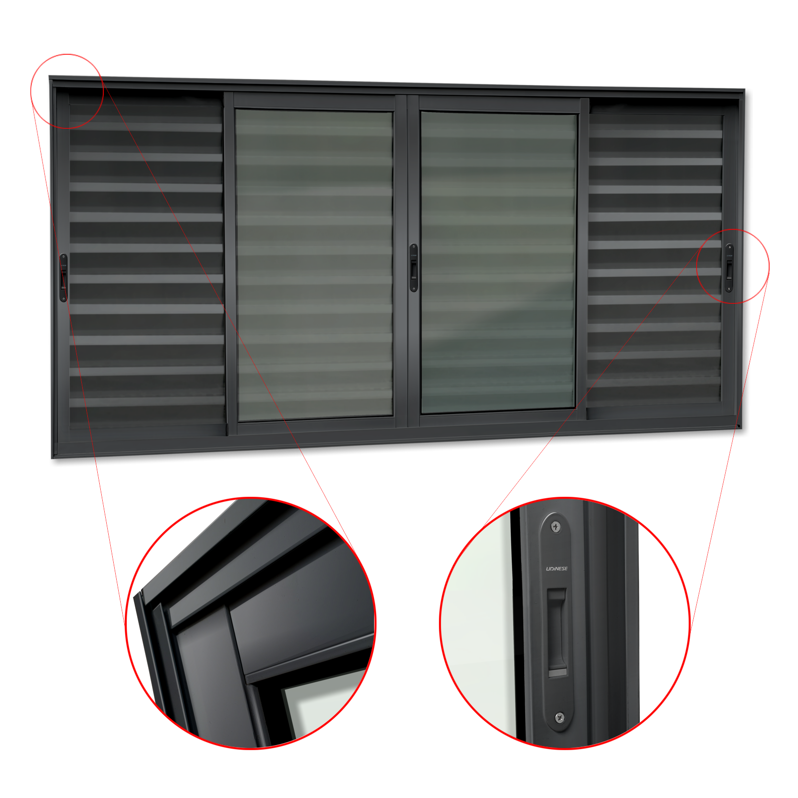 Veneziana de Alumínio 6 Folhas Elite preto