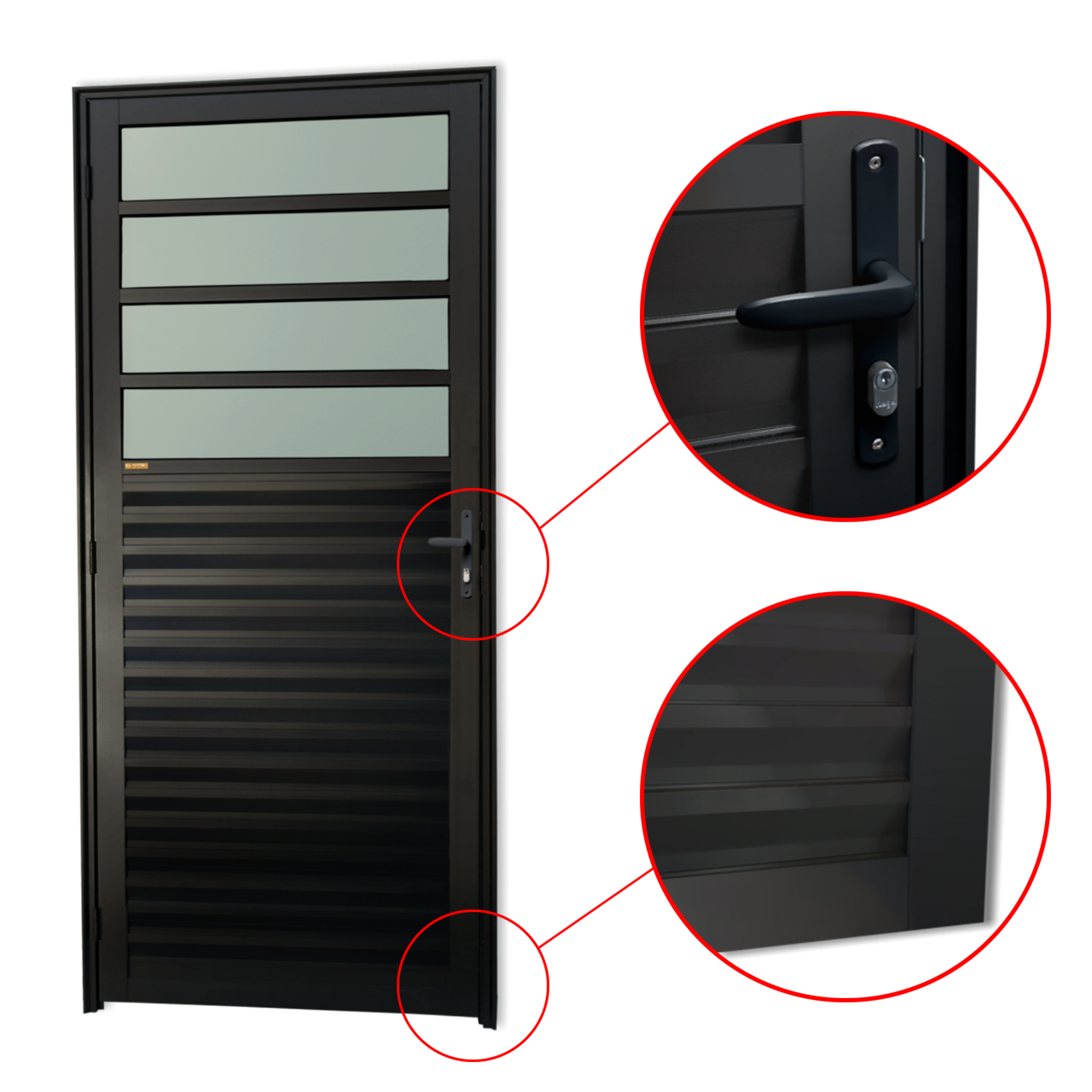 Porta de Alumínio Cozinha Linha Super-25 preto