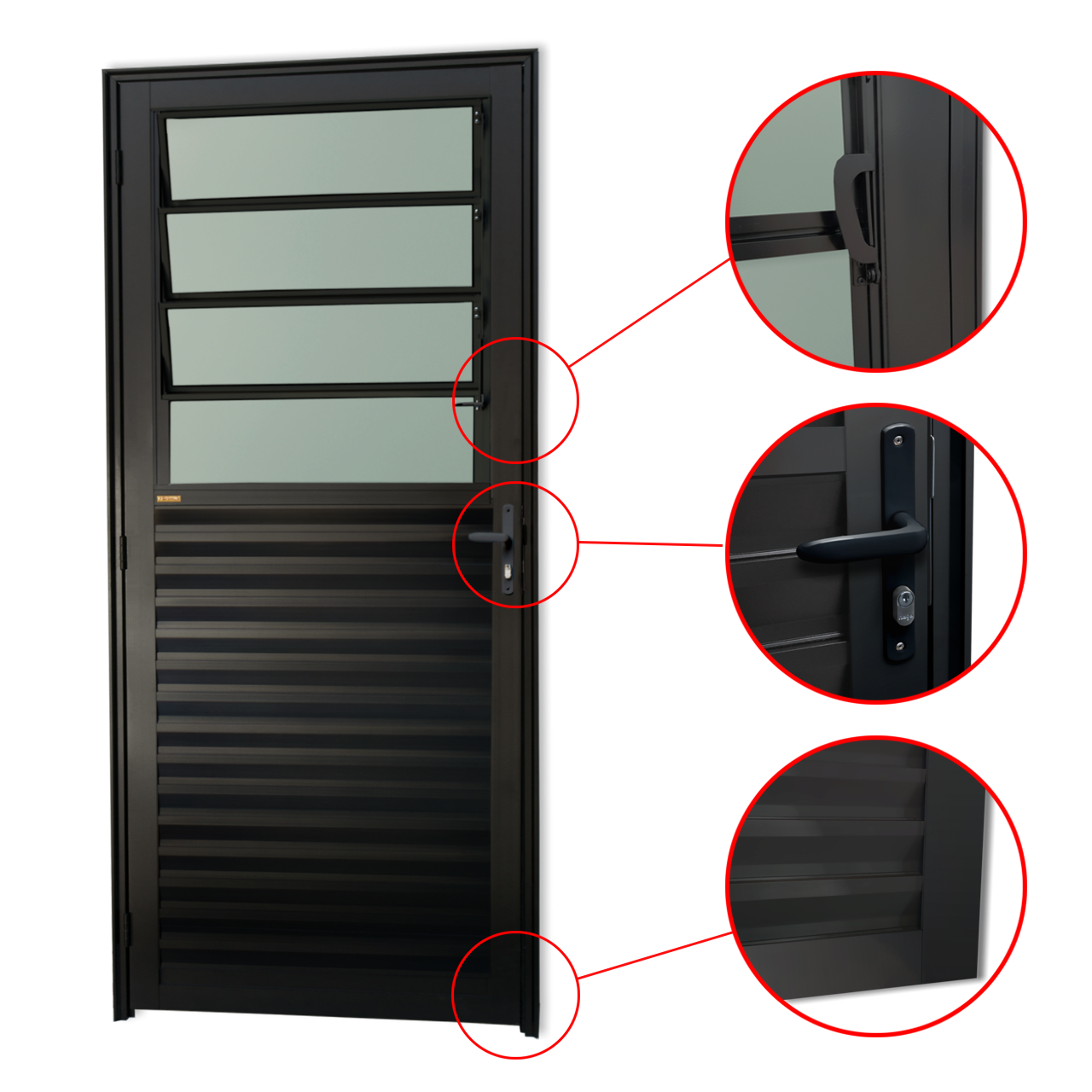 Porta de Alumínio Basculante Linha Super-25 preto