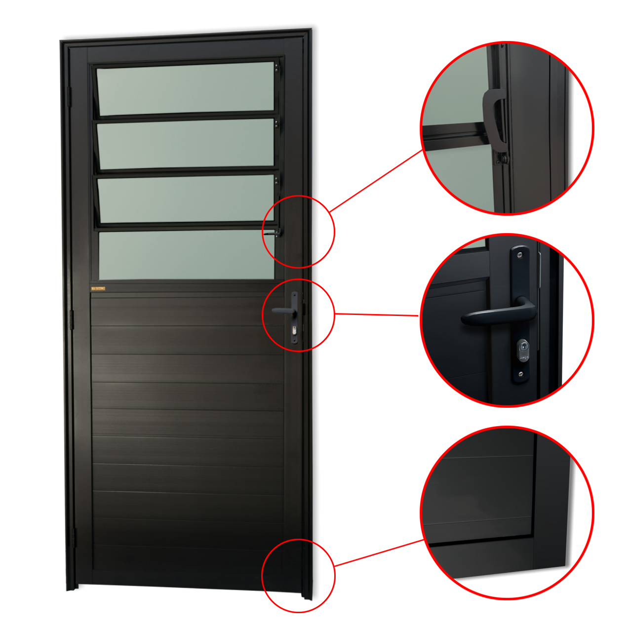 Porta de Alumínio Lambril c/basculante Linha Super-25 preto