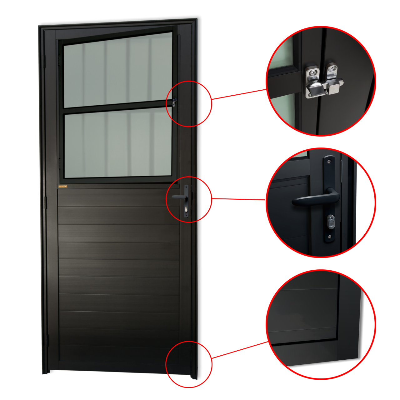 Porta de Alumínio Lambril c/grade Linha Super-25 preto