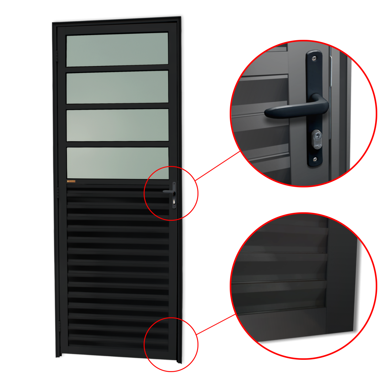 Porta de Alumínio Cozinha Linha L-25 preto
