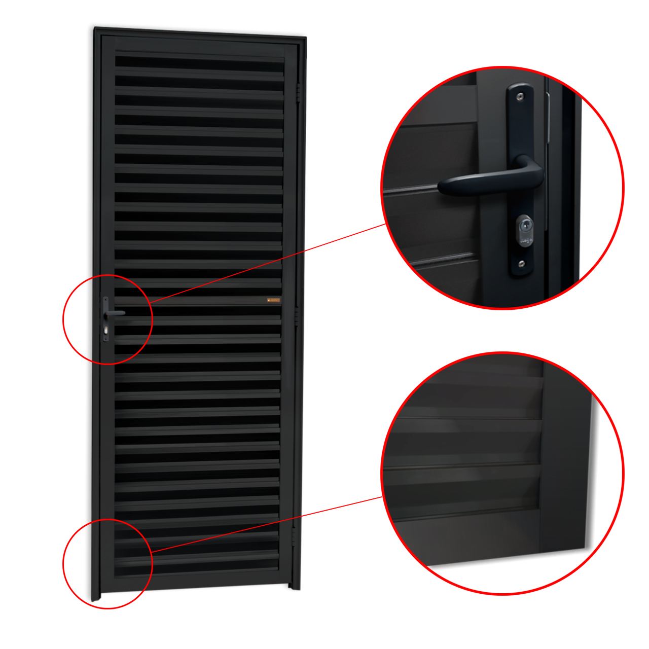 Porta de Alumínio Fechada Linha L-25 preto