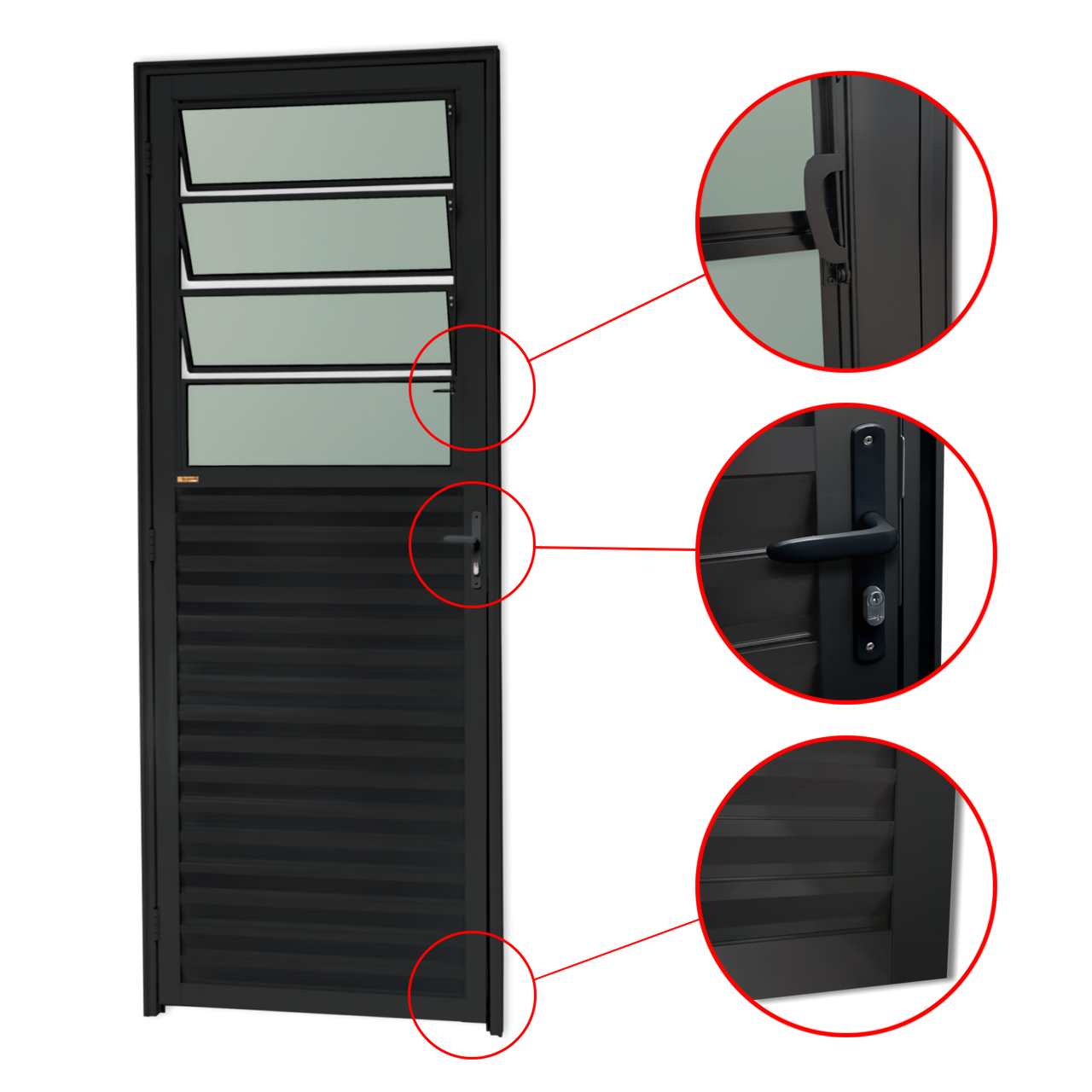 Porta de Alumínio Basculante Linha L-25 preto