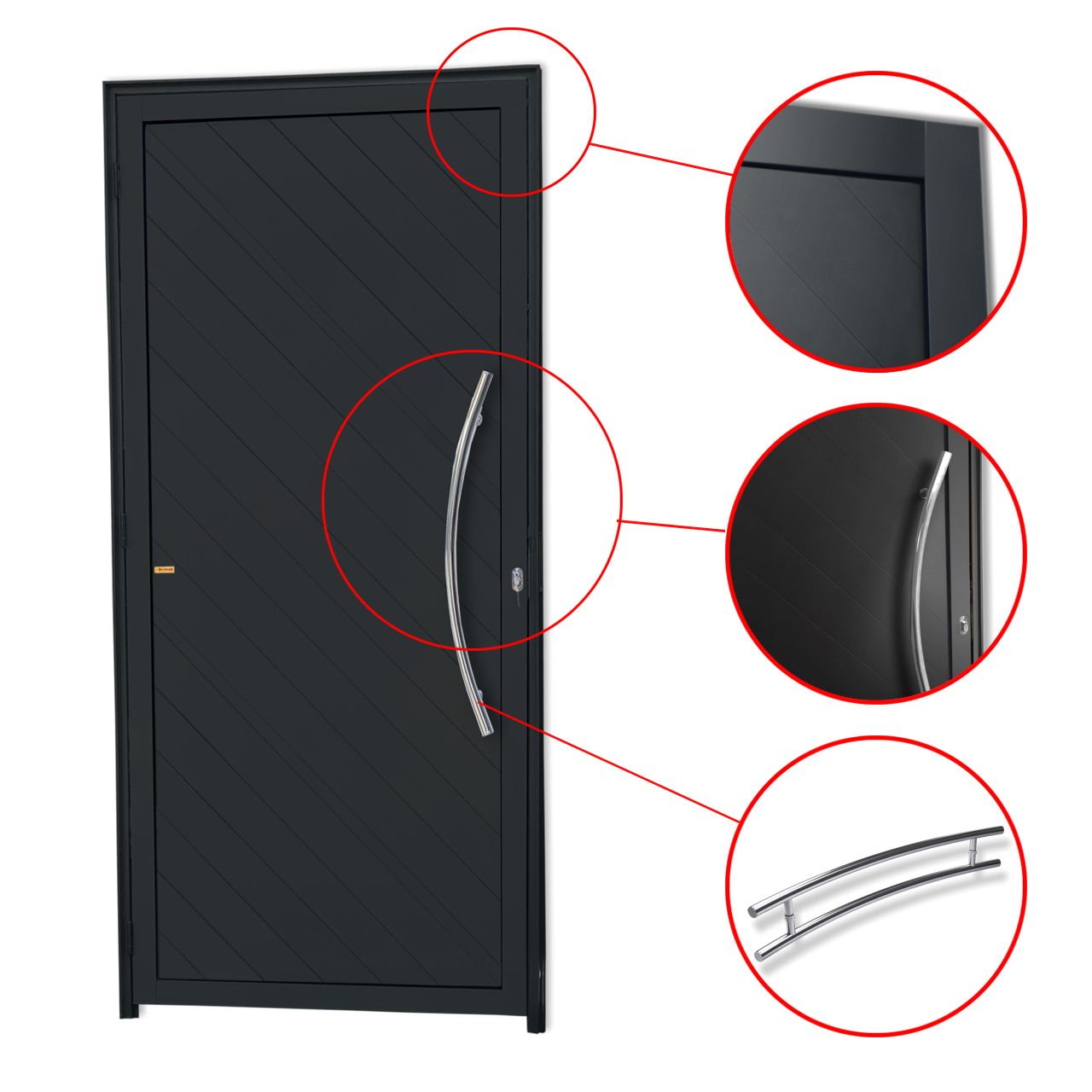 Porta de Alumínio Savana c/Puxador Linha Super-25 preto