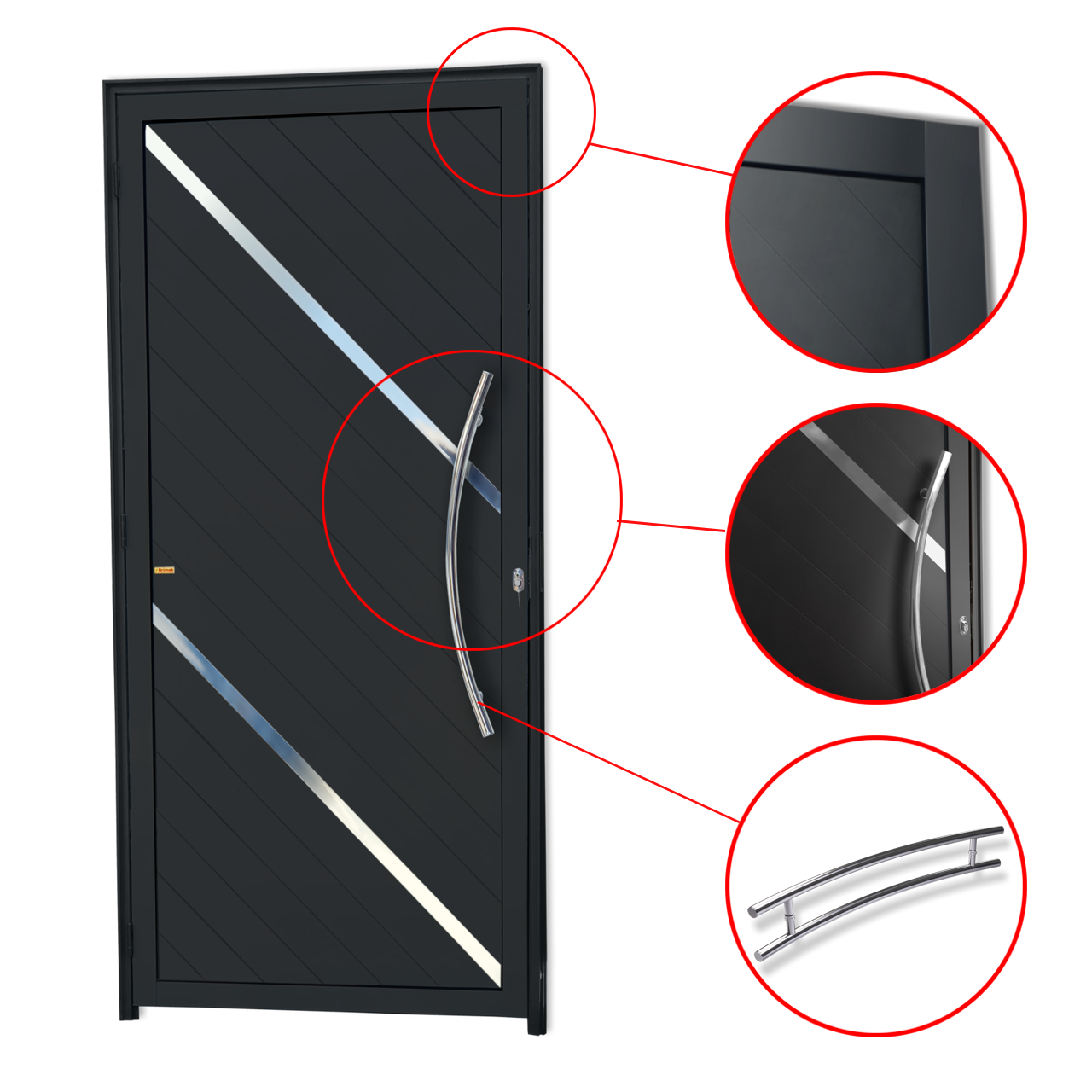 Porta de Alumínio Duna c/Puxador Linha Super-25 preto