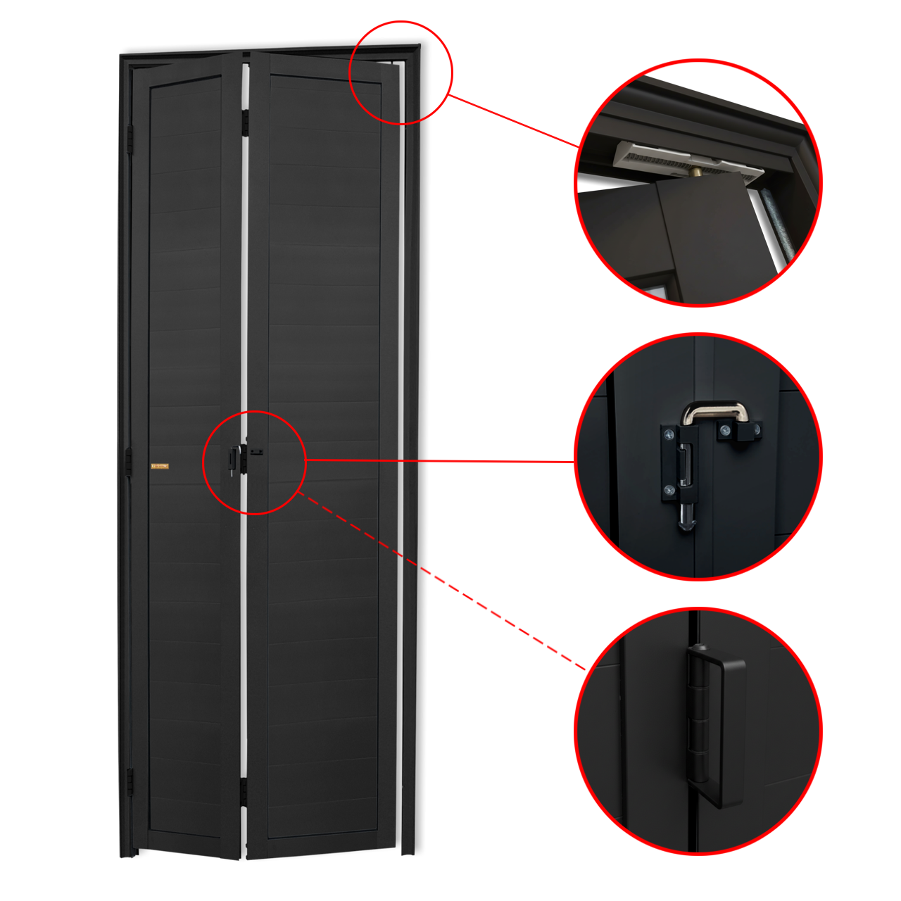 Porta de Alumínio Camarão Lambril Linha L-25 preto